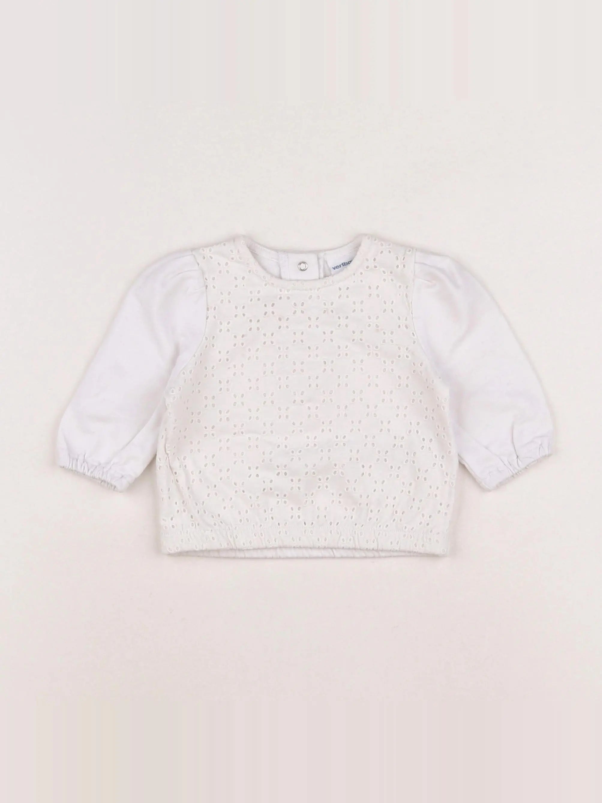 Vertbaudet - sweat blanc - 6 mois