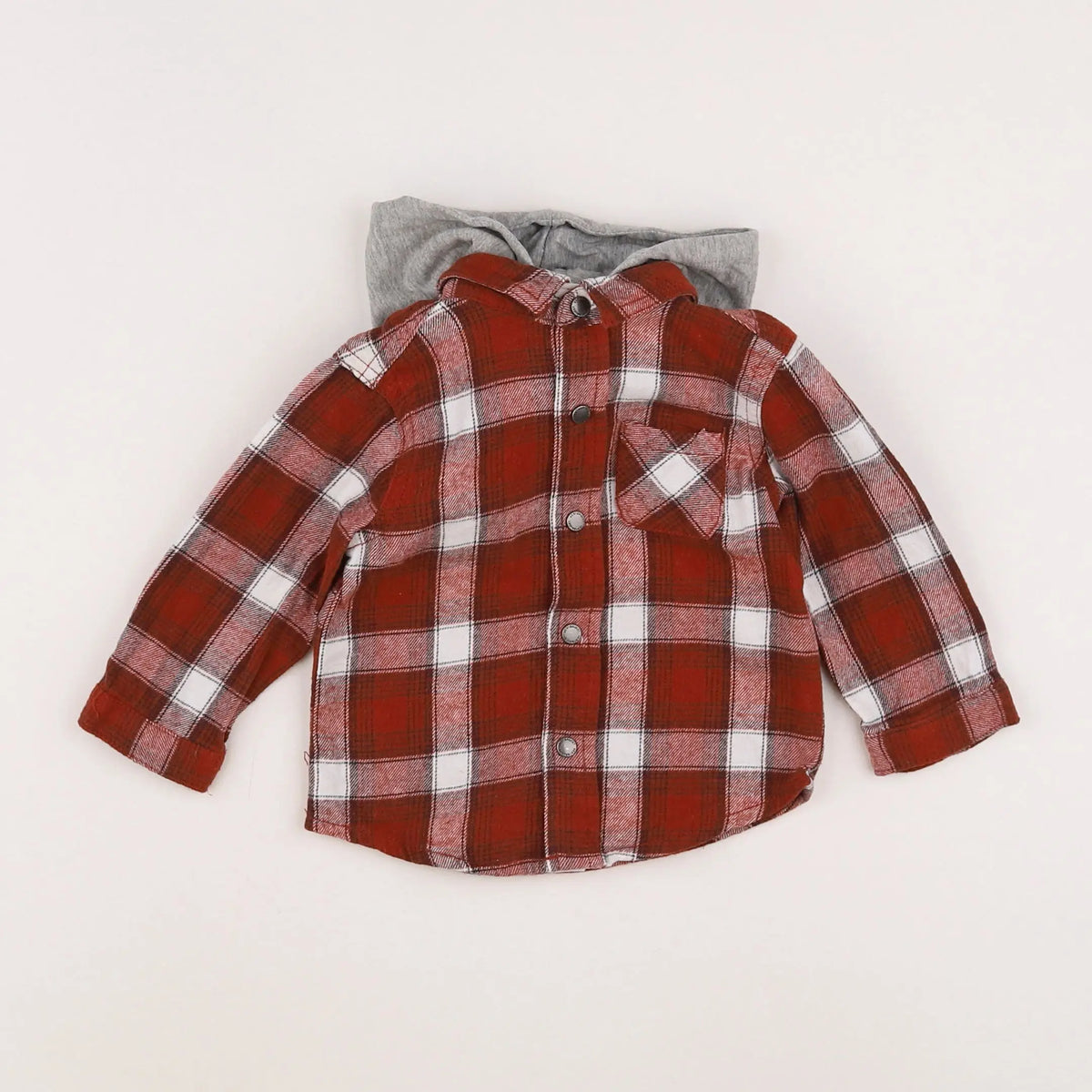 Vertbaudet - chemise marron, blanc - 9 mois