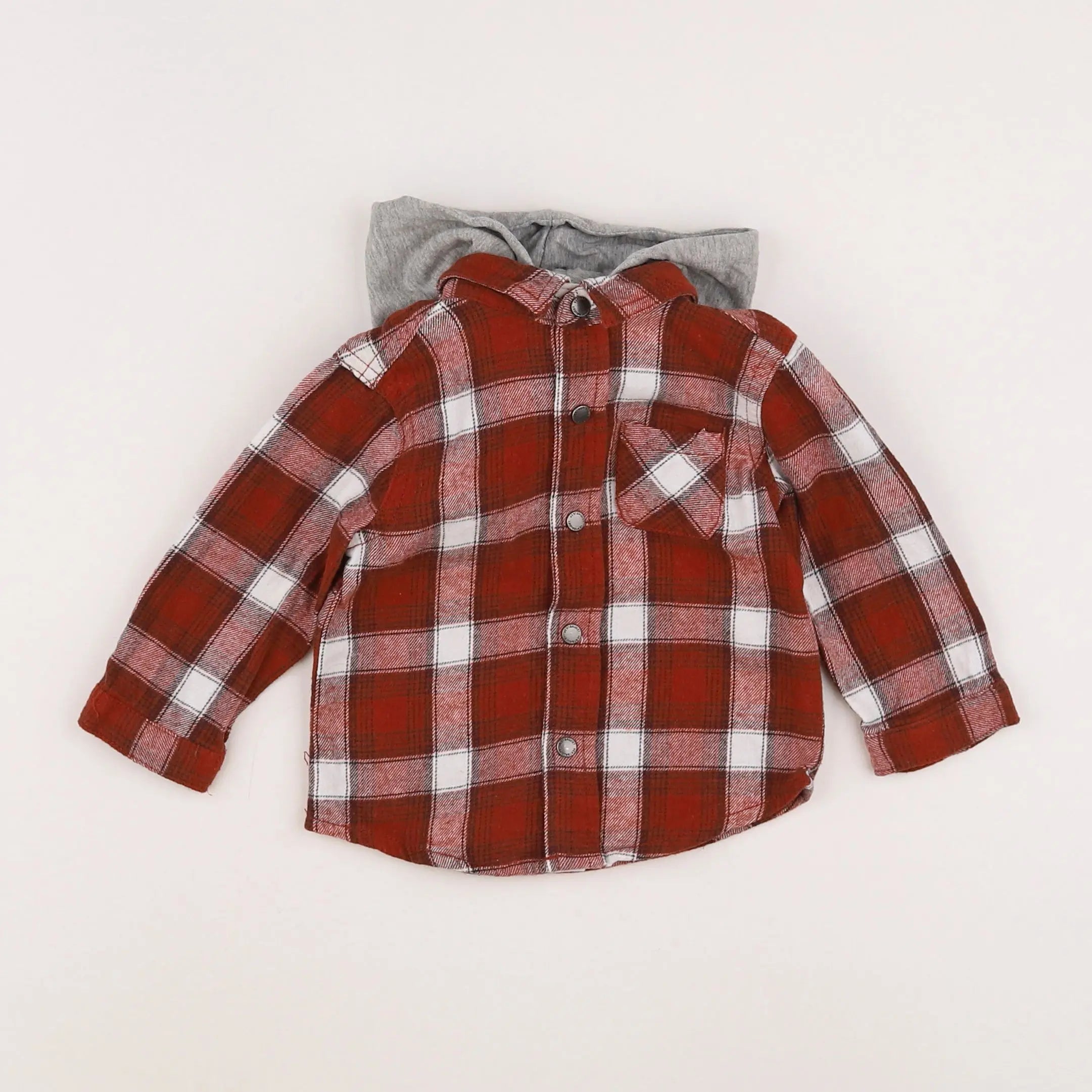 Vertbaudet - chemise marron, blanc - 9 mois