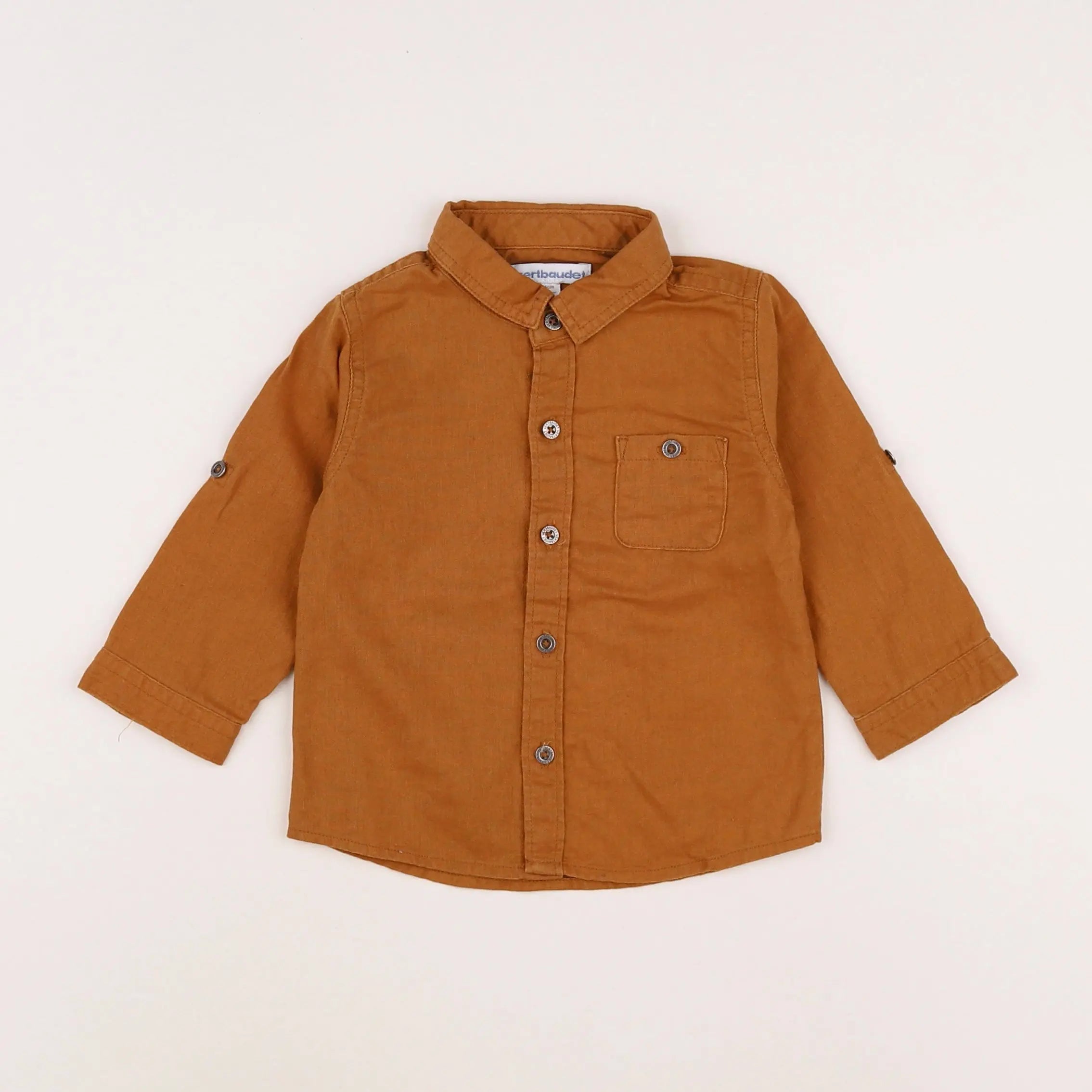 Vertbaudet - chemise marron - 12 mois