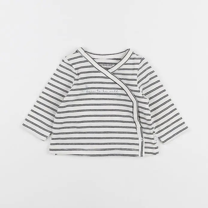 Vertbaudet - tee-shirt blanc, bleu - 3 mois