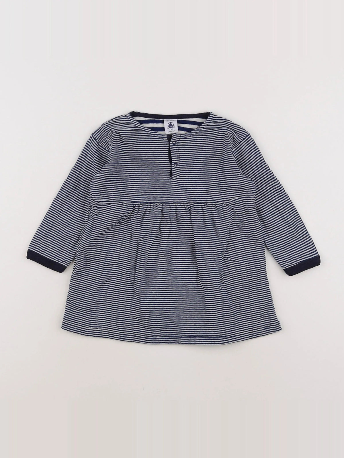 Petit Bateau - robe blanc, bleu - 18 mois