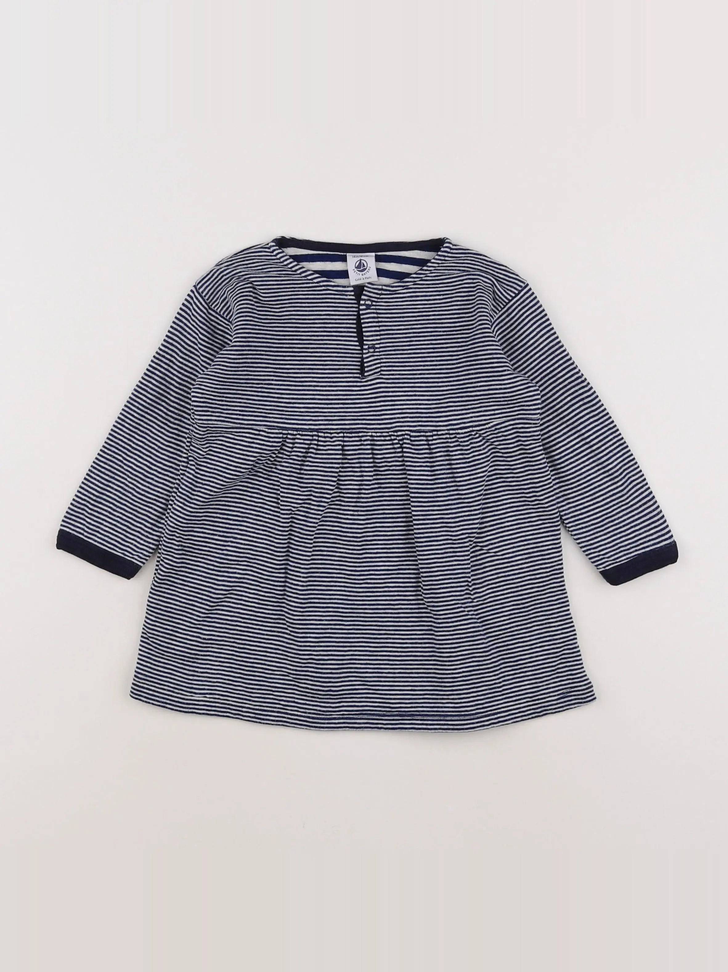 Petit Bateau - robe blanc, bleu - 18 mois