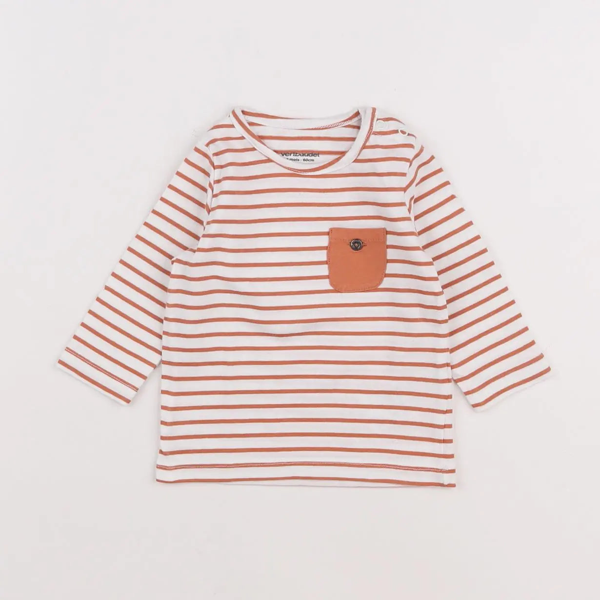 Vertbaudet - tee-shirt blanc, rose - 3 mois