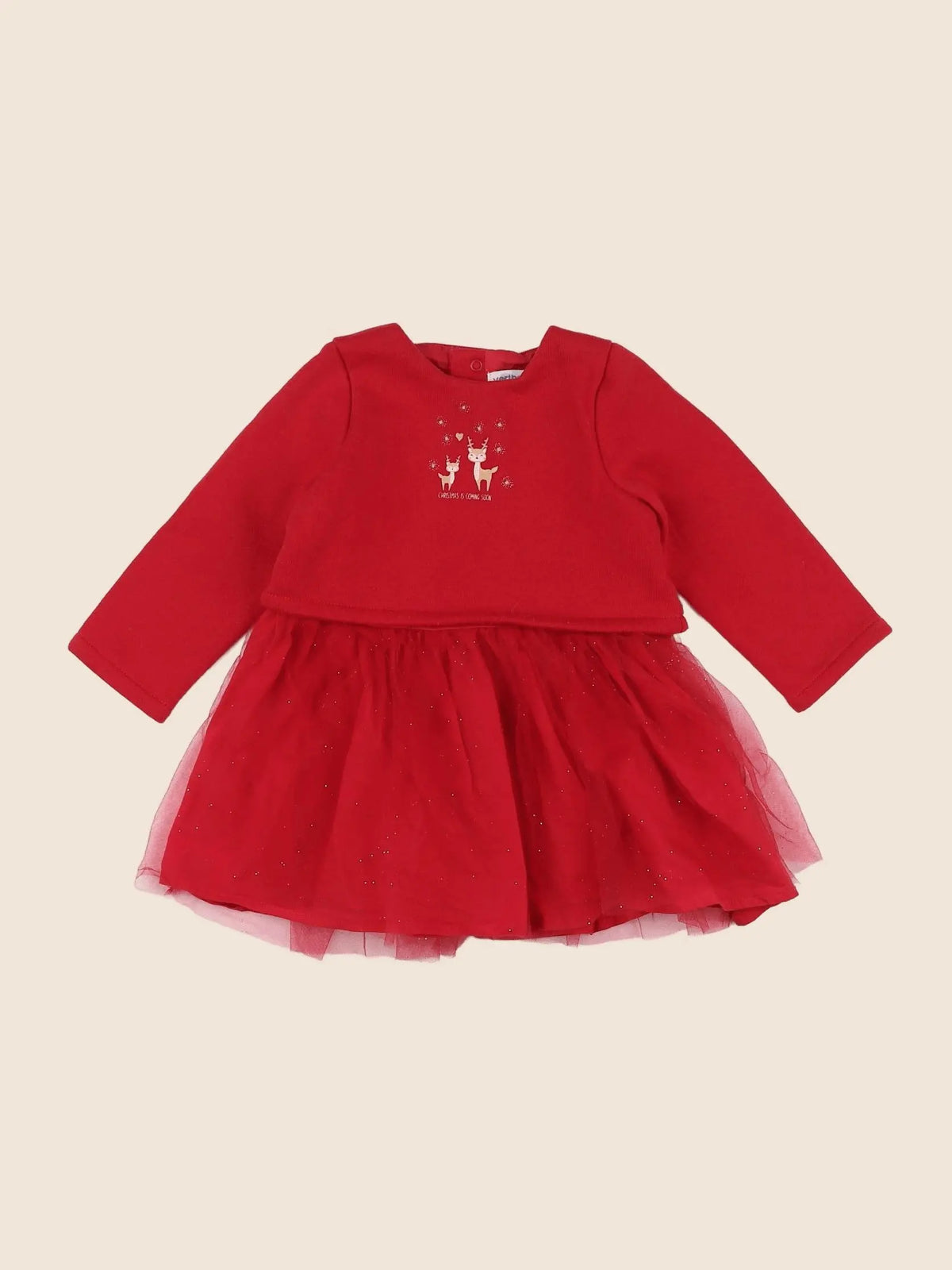 Vertbaudet - robe rouge, or - 12 mois