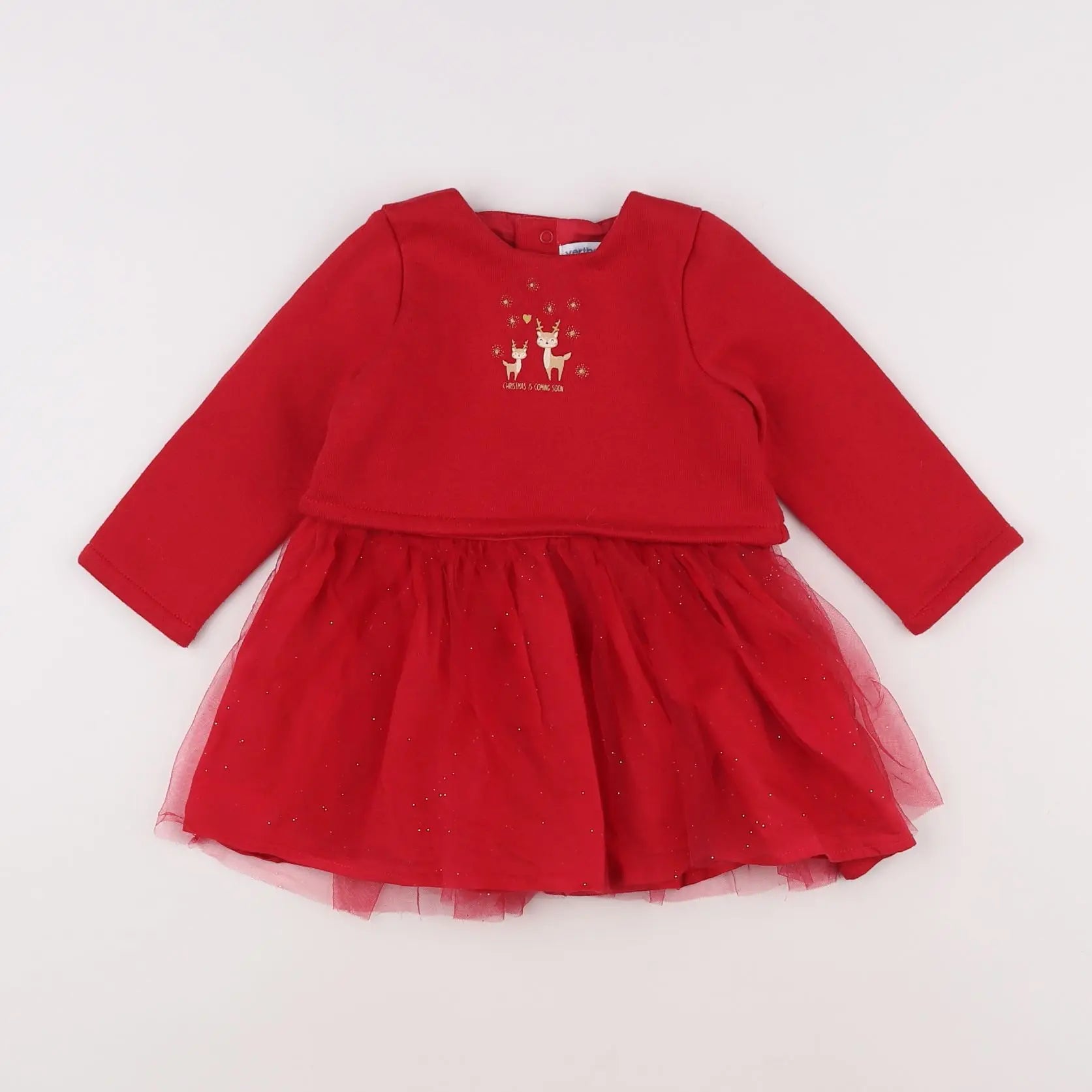 Vertbaudet - robe rouge, or - 12 mois
