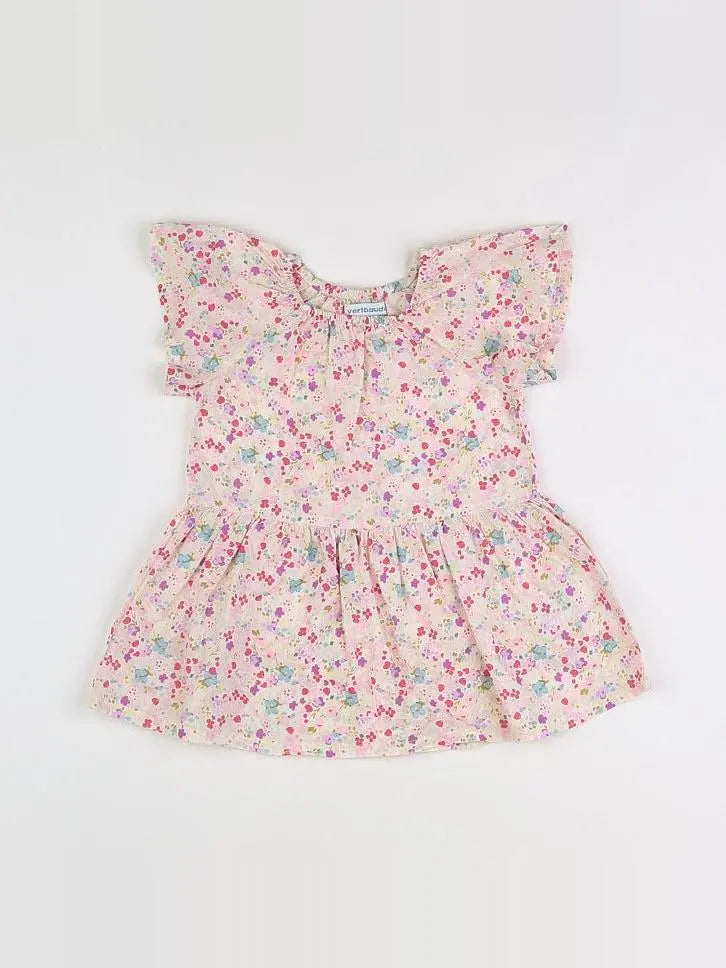 Vertbaudet - robe blanc, rose - 12 mois