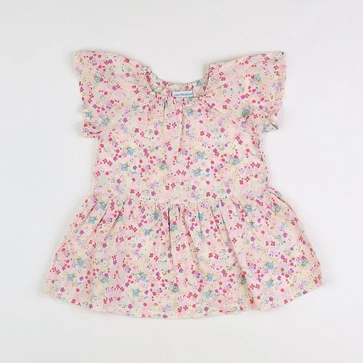 Vertbaudet - robe blanc, rose - 12 mois
