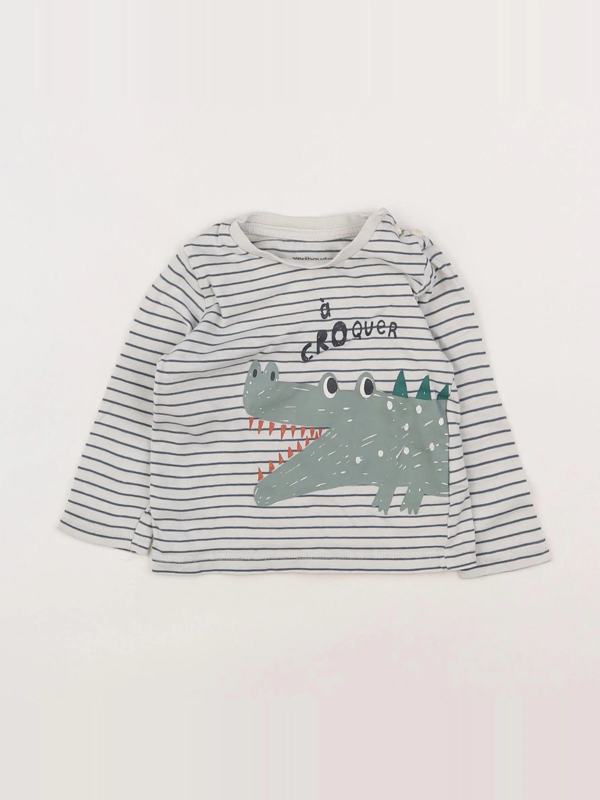 Vertbaudet - tee-shirt blanc, bleu - 6 mois