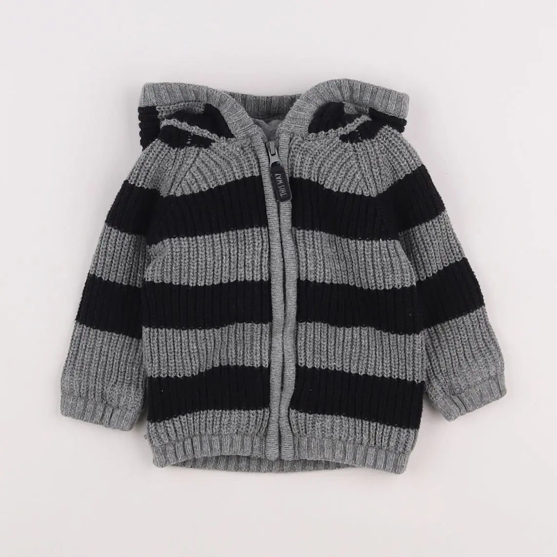 Vertbaudet - gilet gris, noir - 6 mois