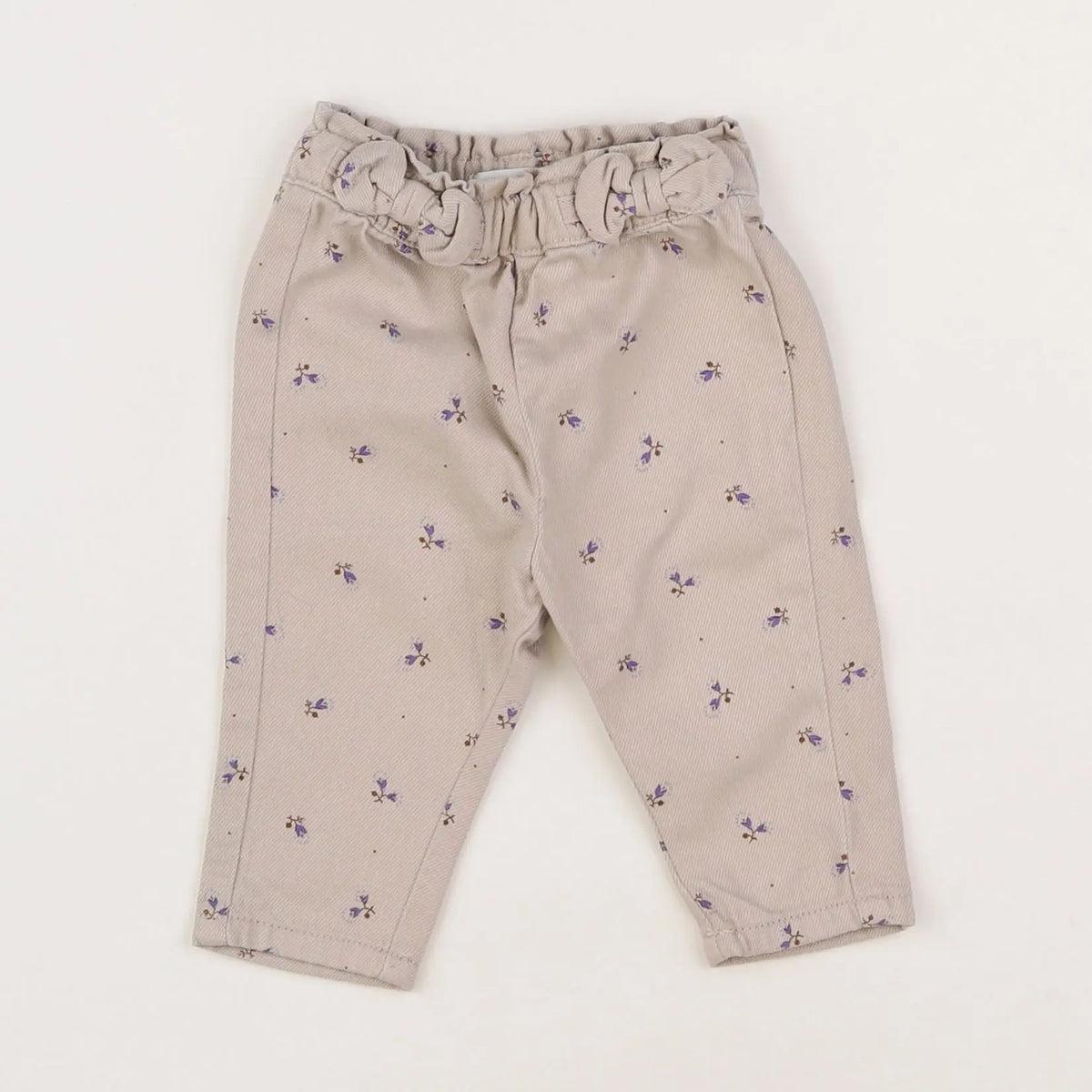 Vertbaudet - jean beige, violet - 3 mois