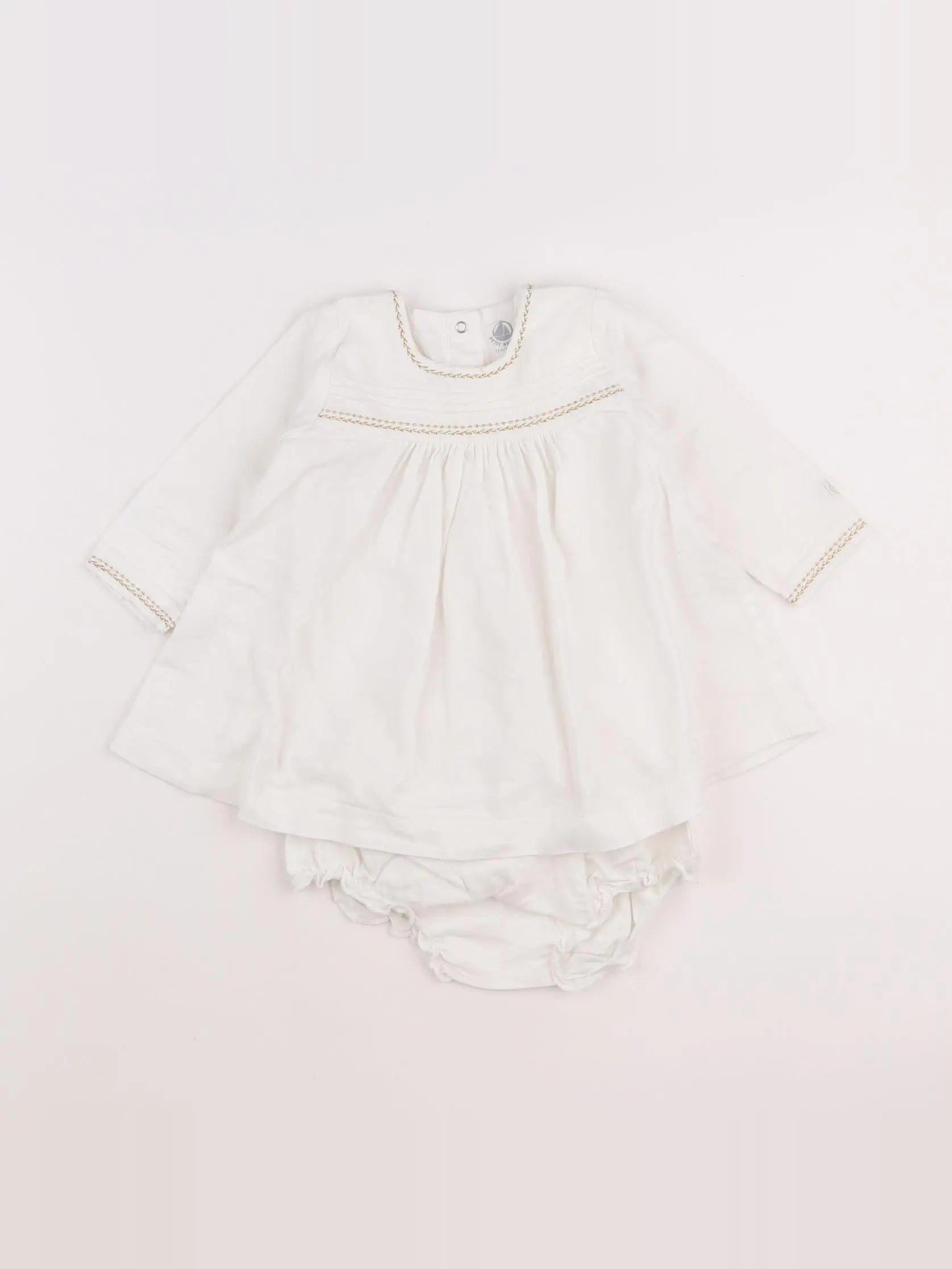 Petit Bateau - robe blanc - 12 mois