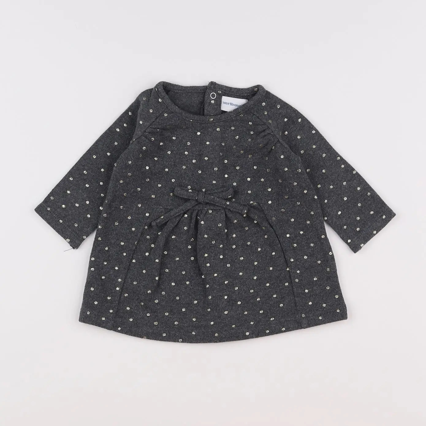 Vertbaudet - robe gris, or - 3 mois