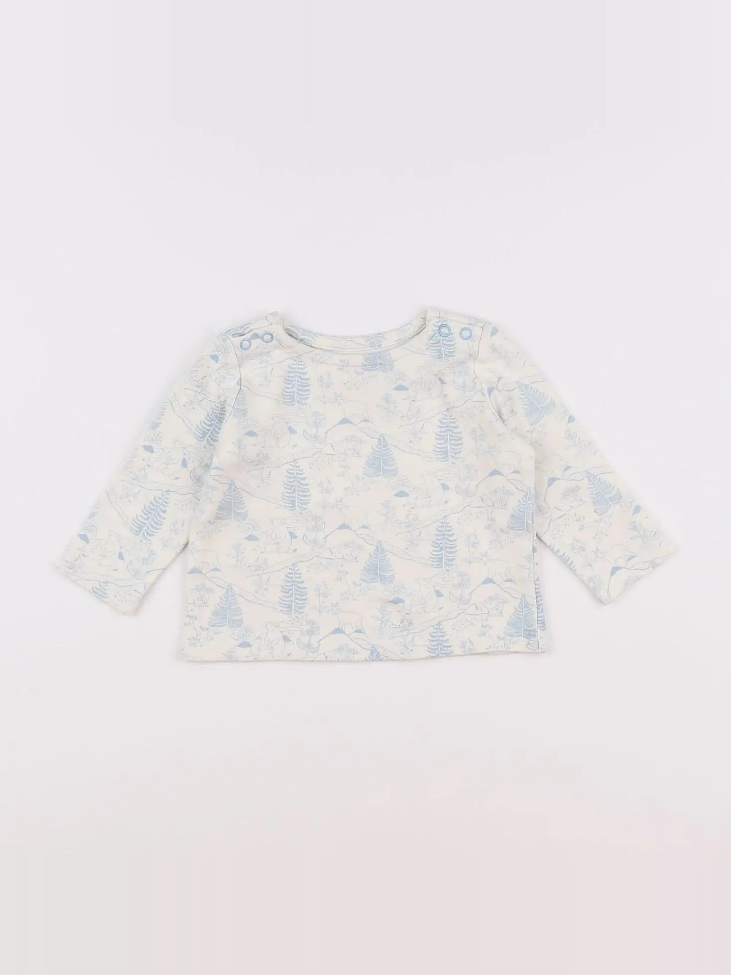 Natalys - tee-shirt blanc, bleu - 6 mois