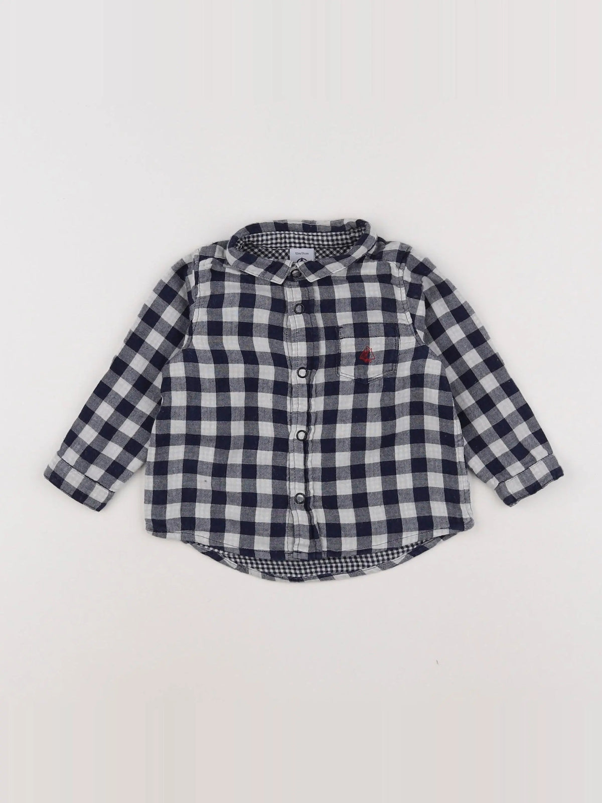 Petit Bateau - chemise blanc, bleu - 12 mois