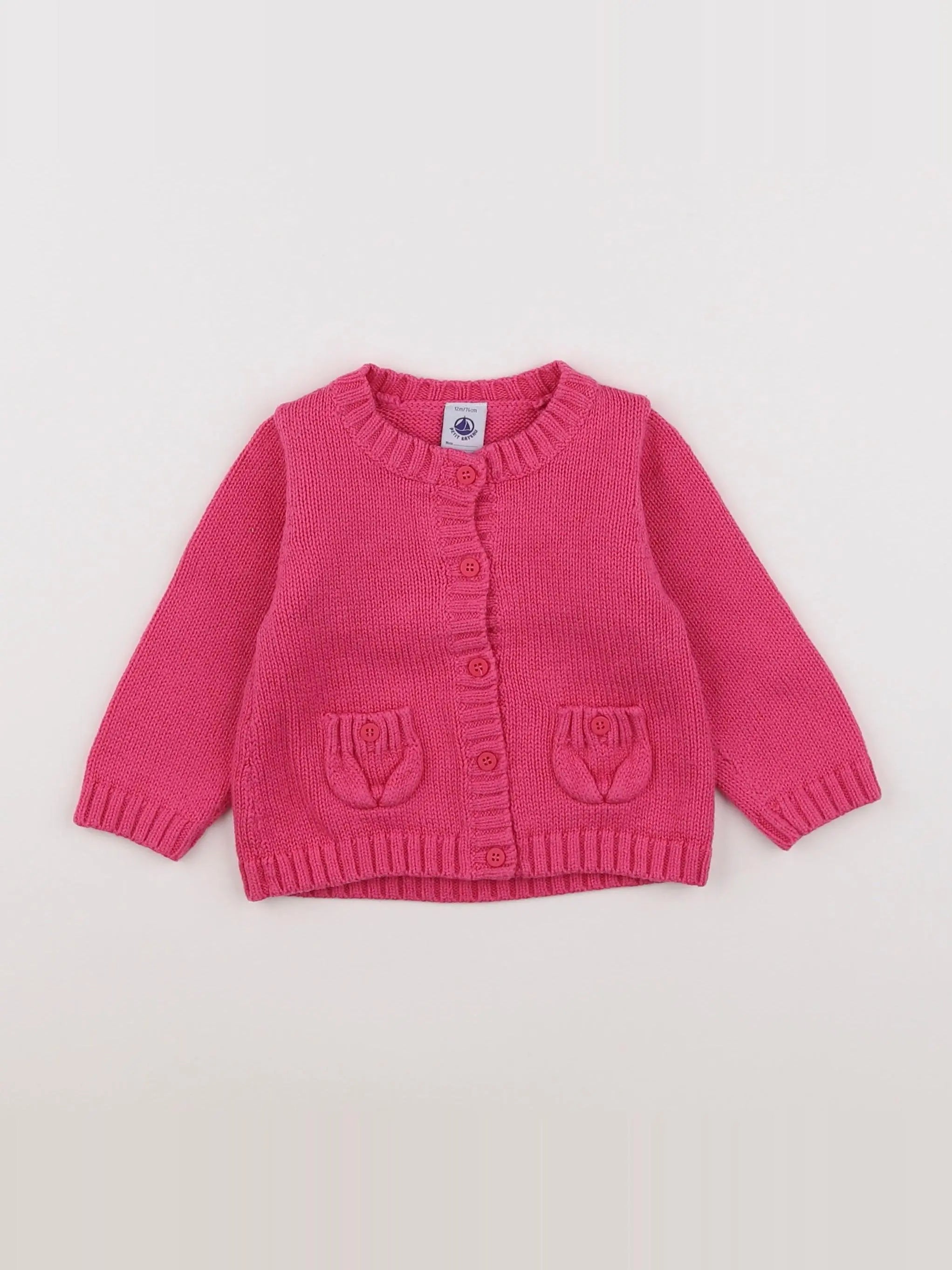 Petit Bateau - gilet rose - 12 mois