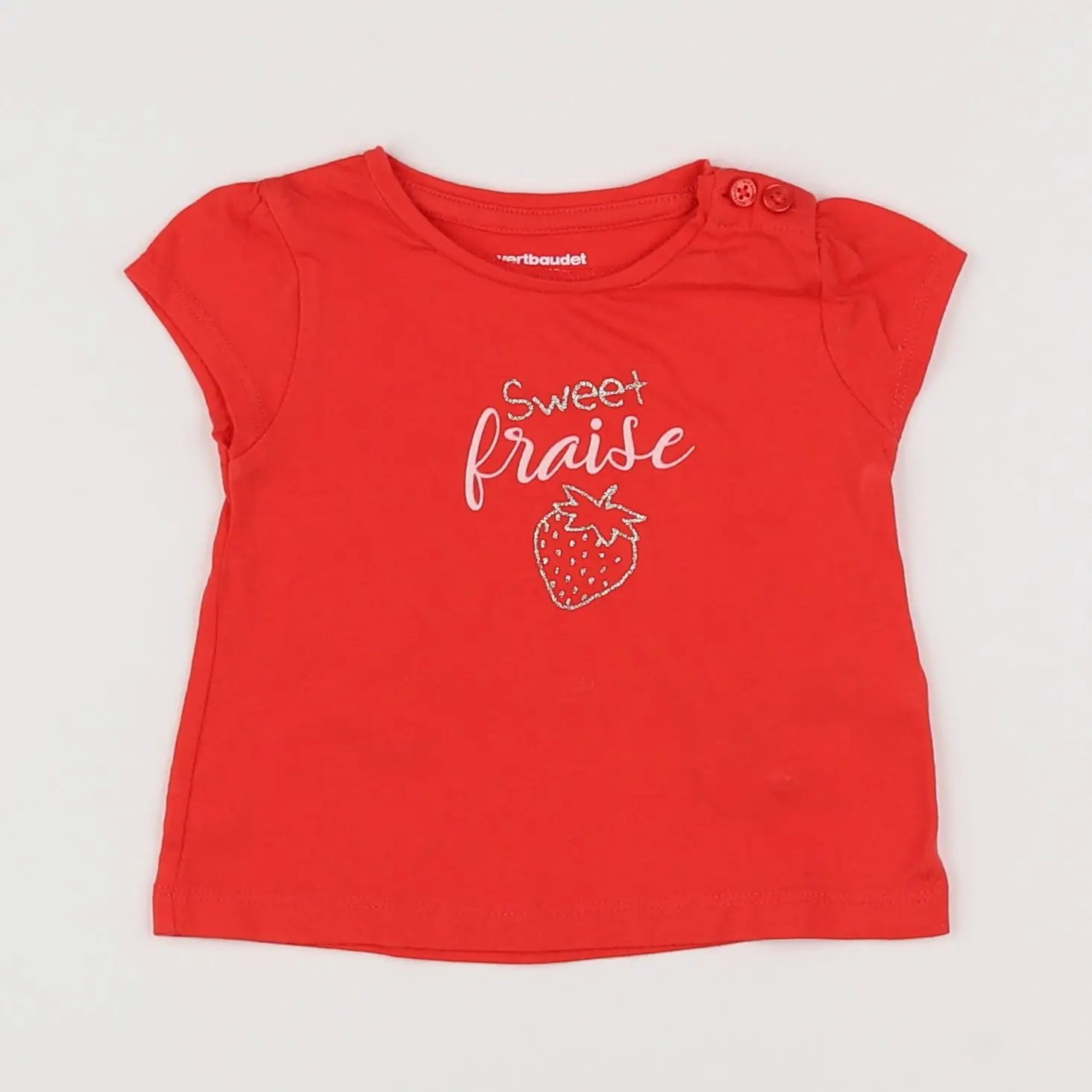 Vertbaudet - tee-shirt rouge - 3 mois