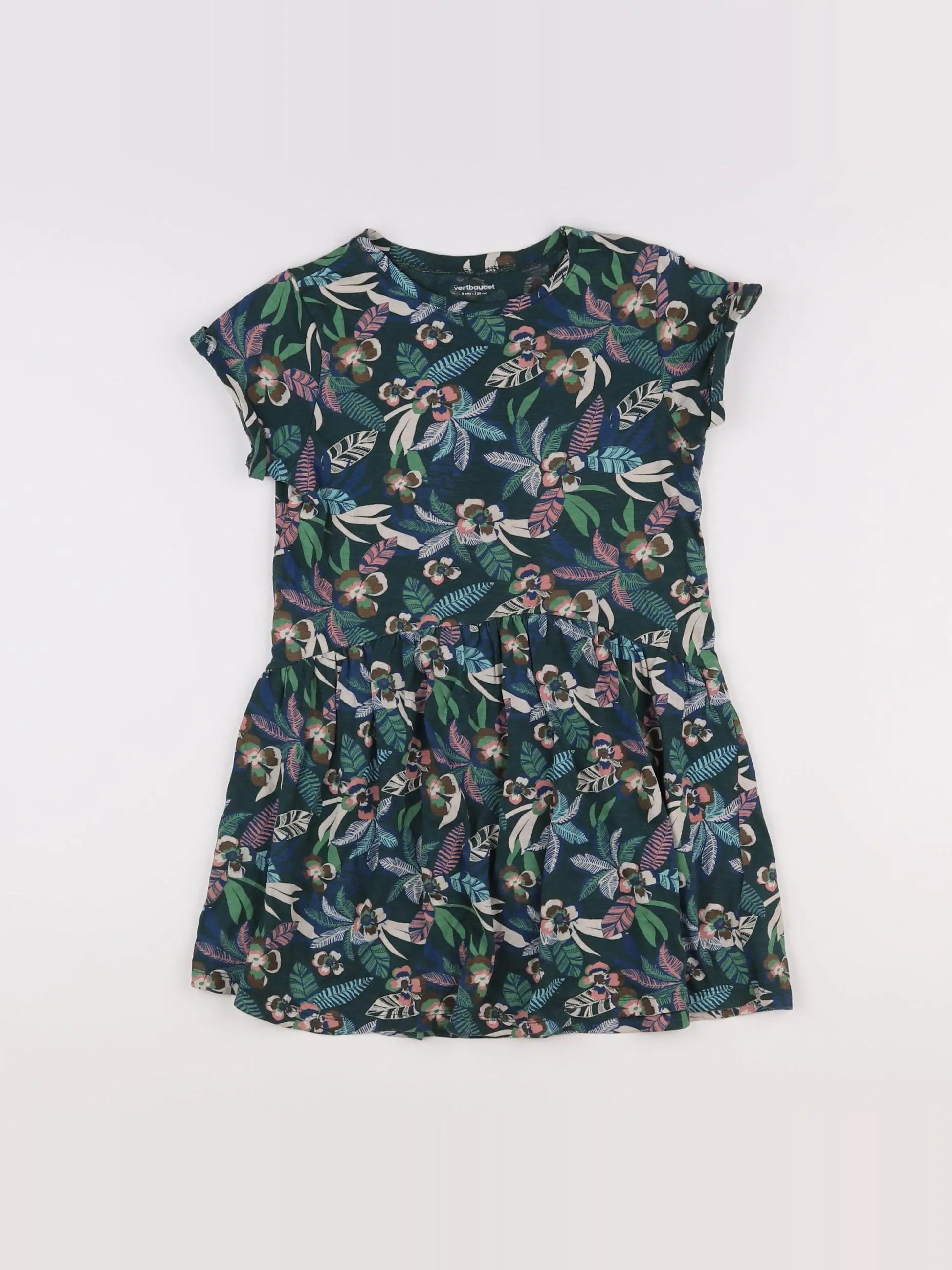 Vertbaudet - robe bleu, vert - 8 ans