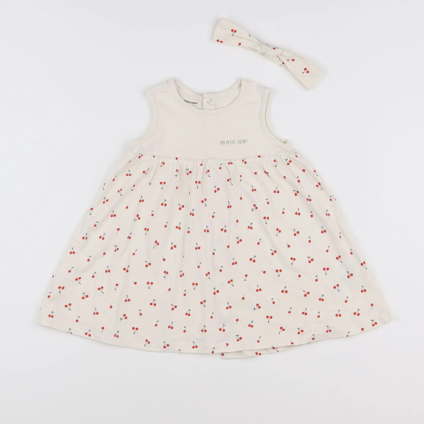 Vertbaudet - robe beige, rouge - 12 mois