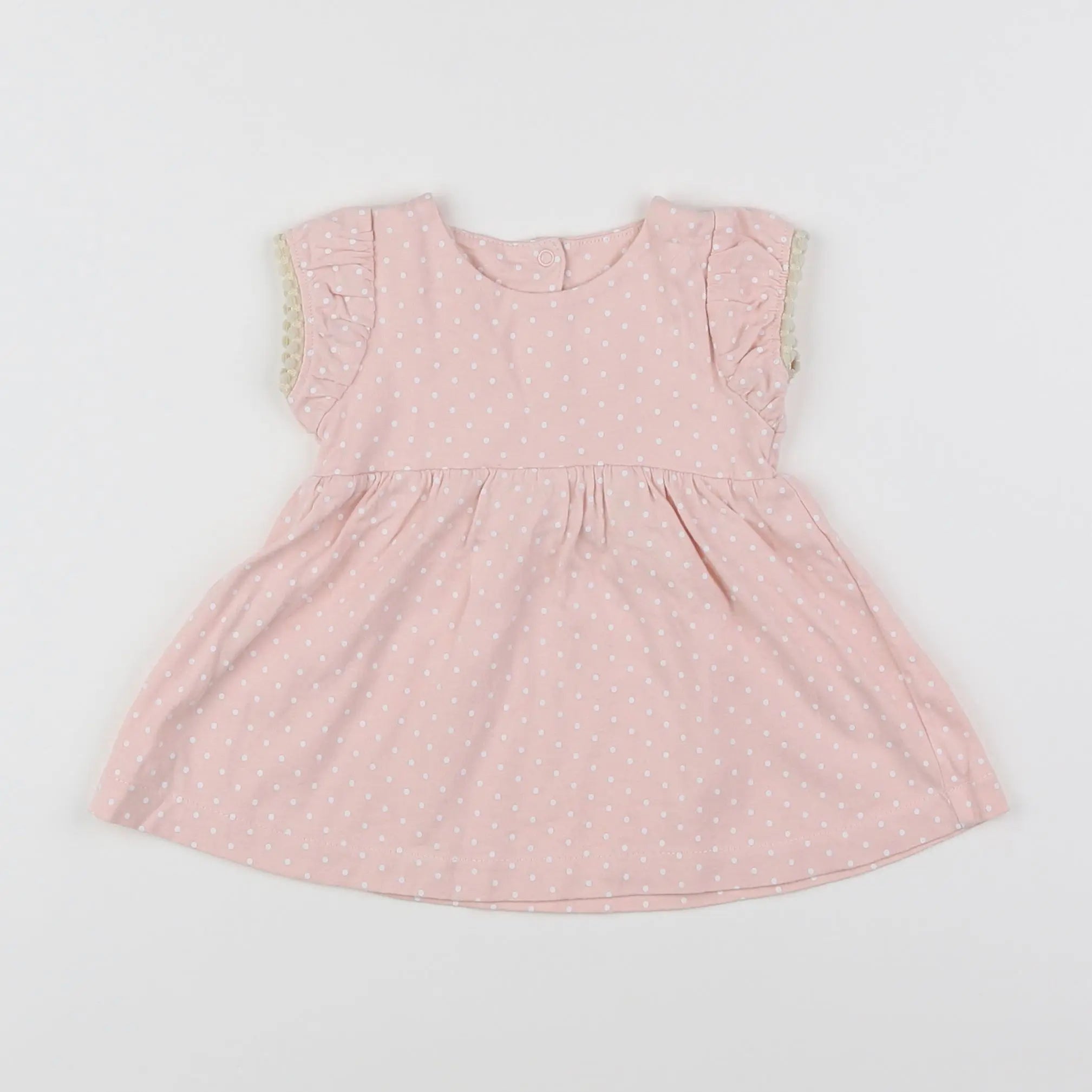 Vertbaudet - robe rose, blanc - 3 mois