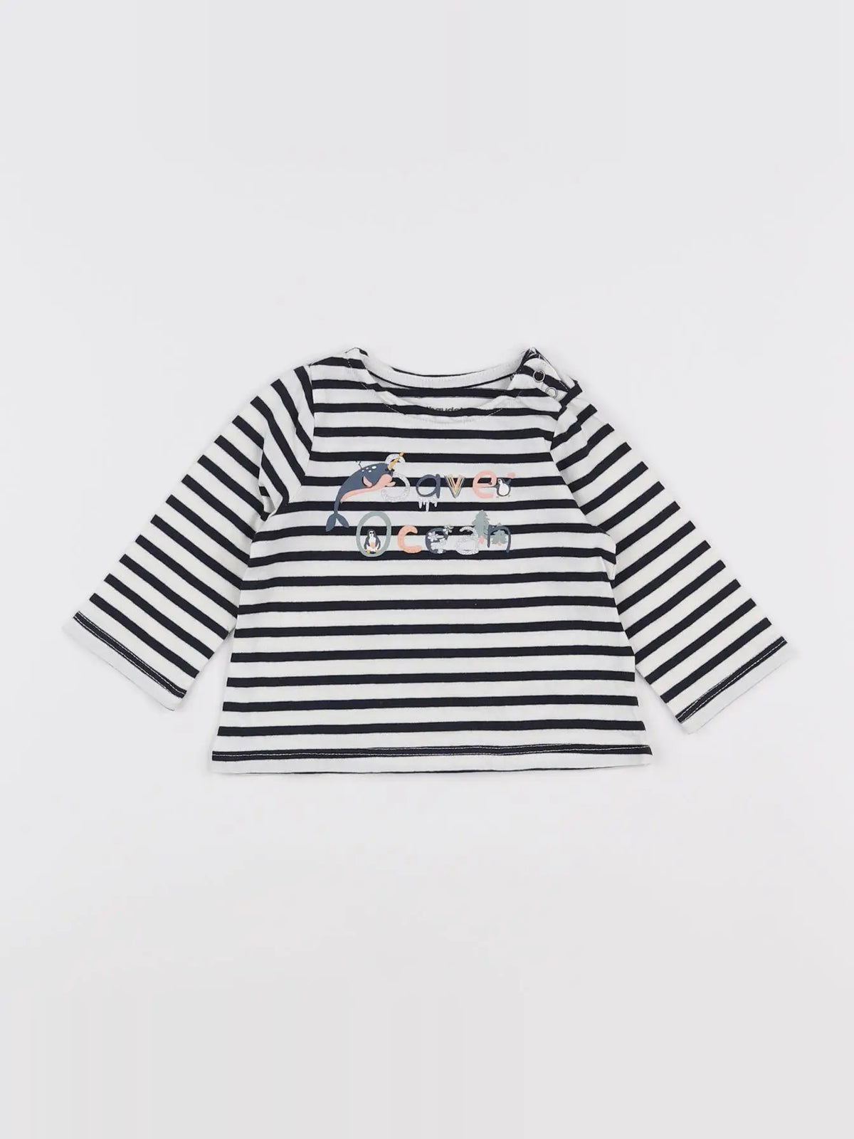 Vertbaudet - tee-shirt bleu, blanc - 3 mois