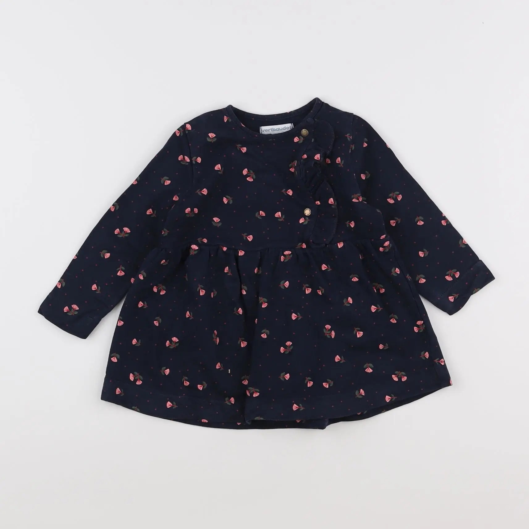 Vertbaudet - robe bleu, rose - 18 mois