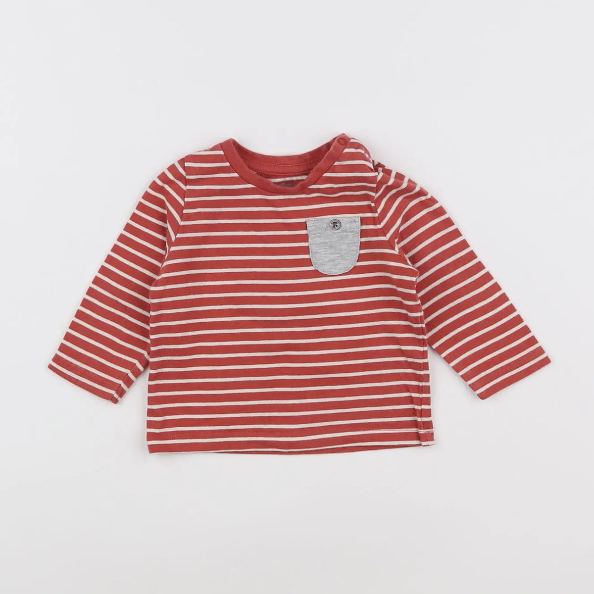 Vertbaudet - tee-shirt blanc, rouge - 6 mois