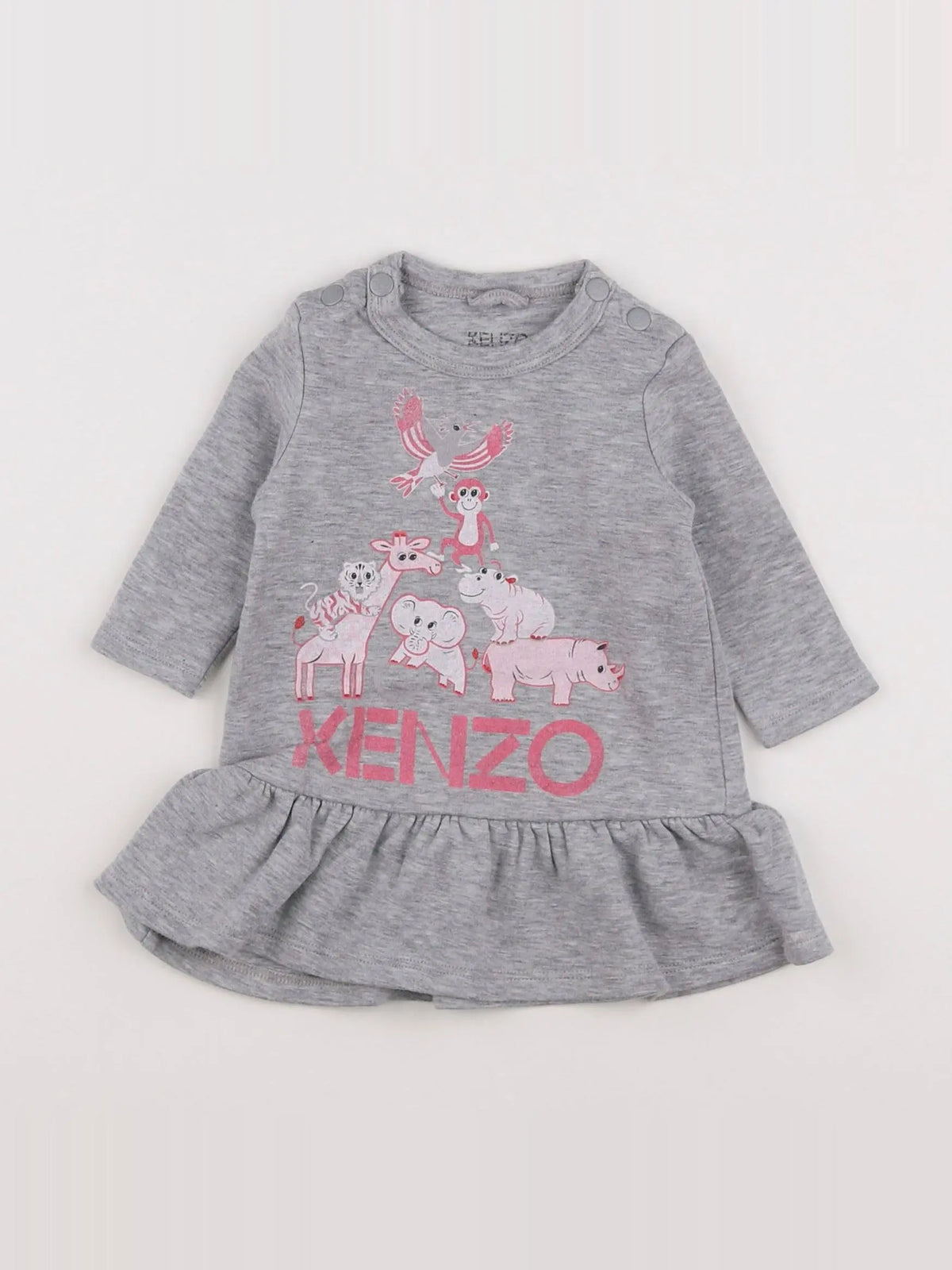 Kenzo - robe gris, rose - 3 mois