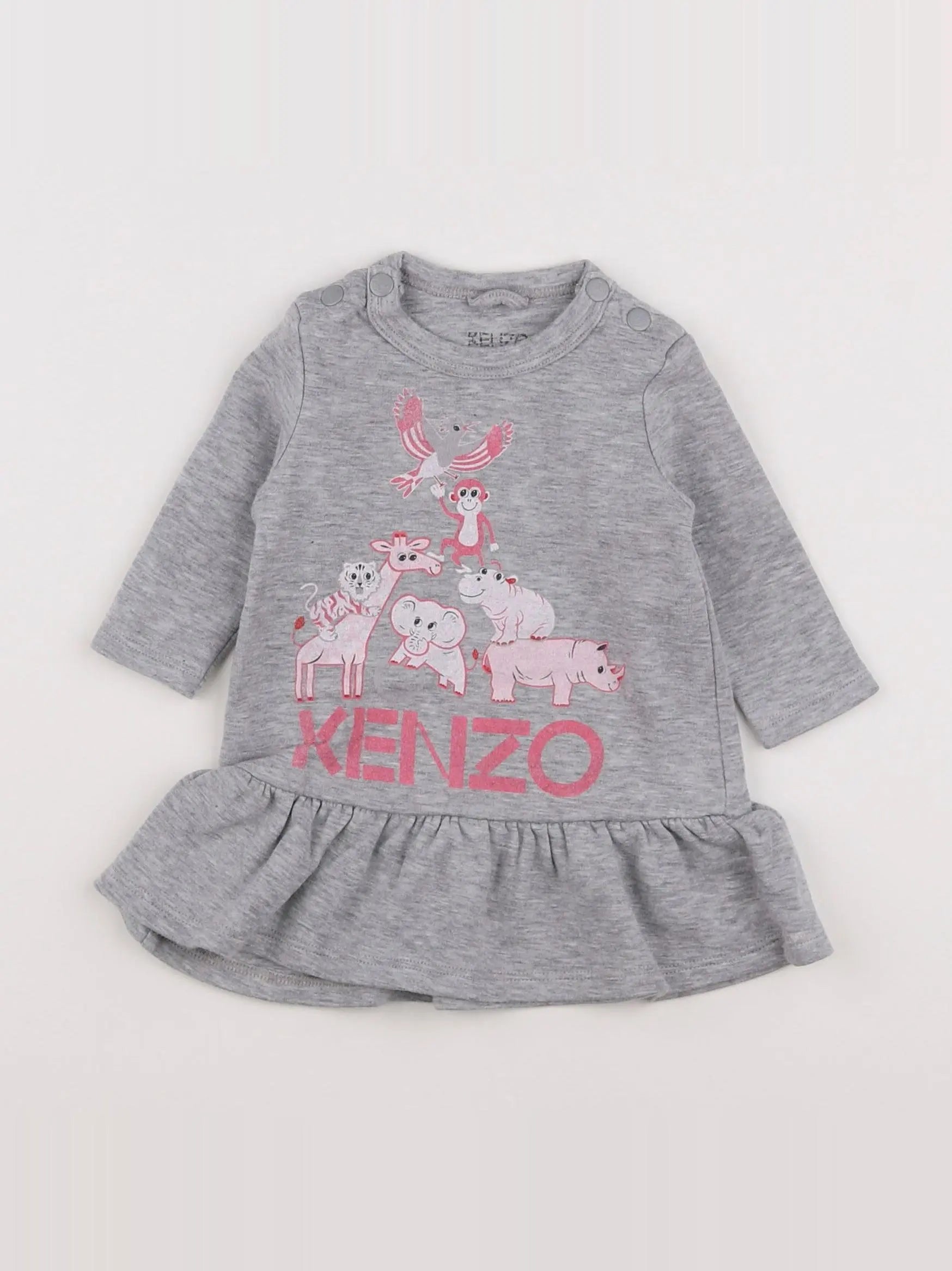 Kenzo - robe gris, rose - 3 mois
