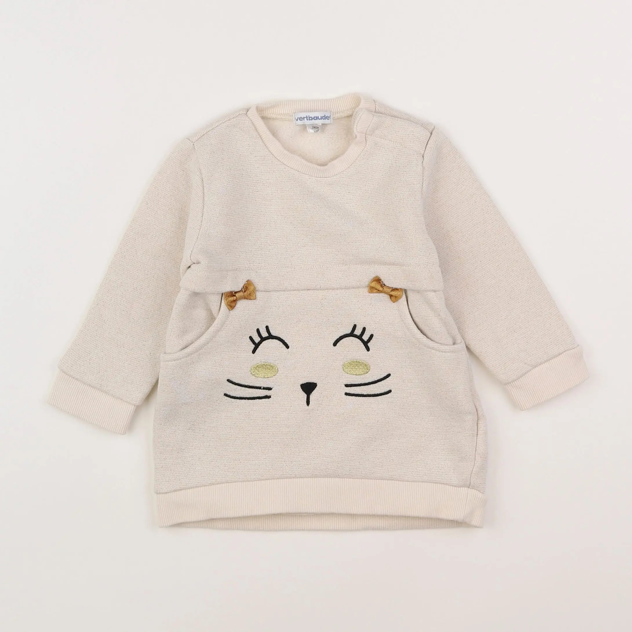 Vertbaudet - robe beige - 12 mois