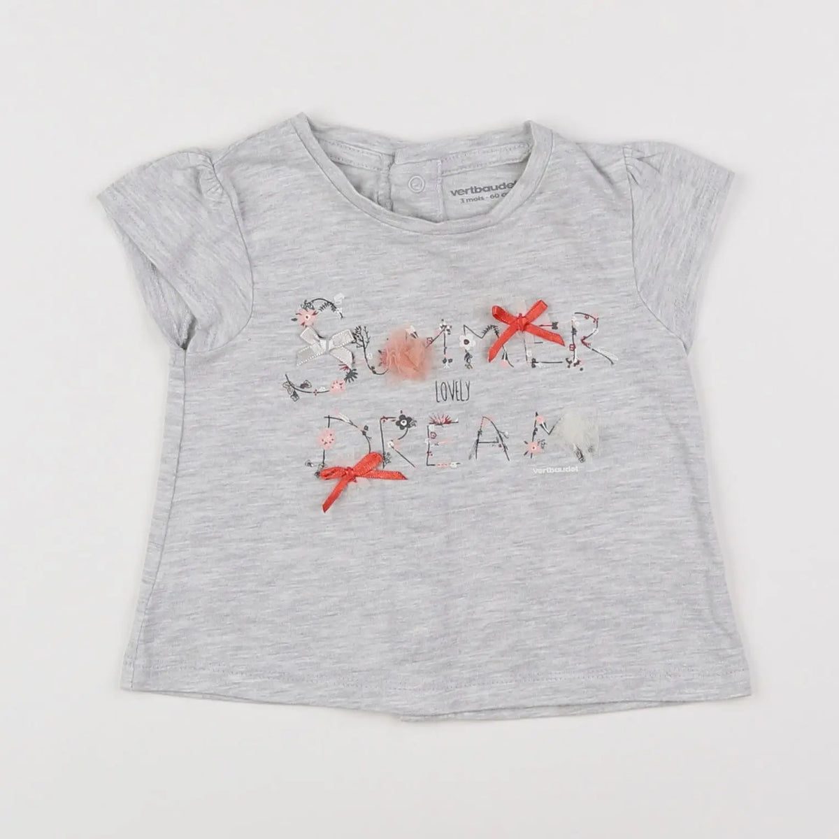 Vertbaudet - tee-shirt gris - 3 mois