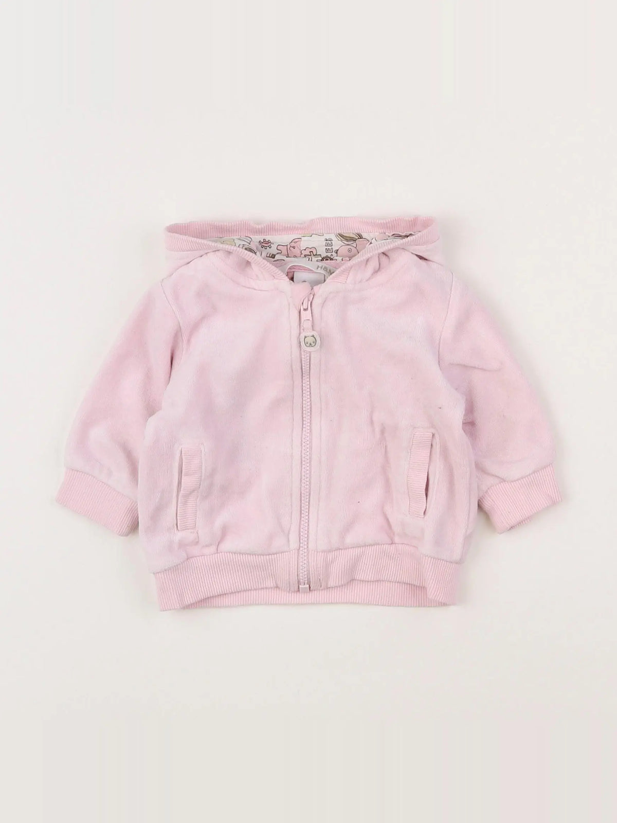 H&M - sweat imprimé au dos rose - 1/3 mois
