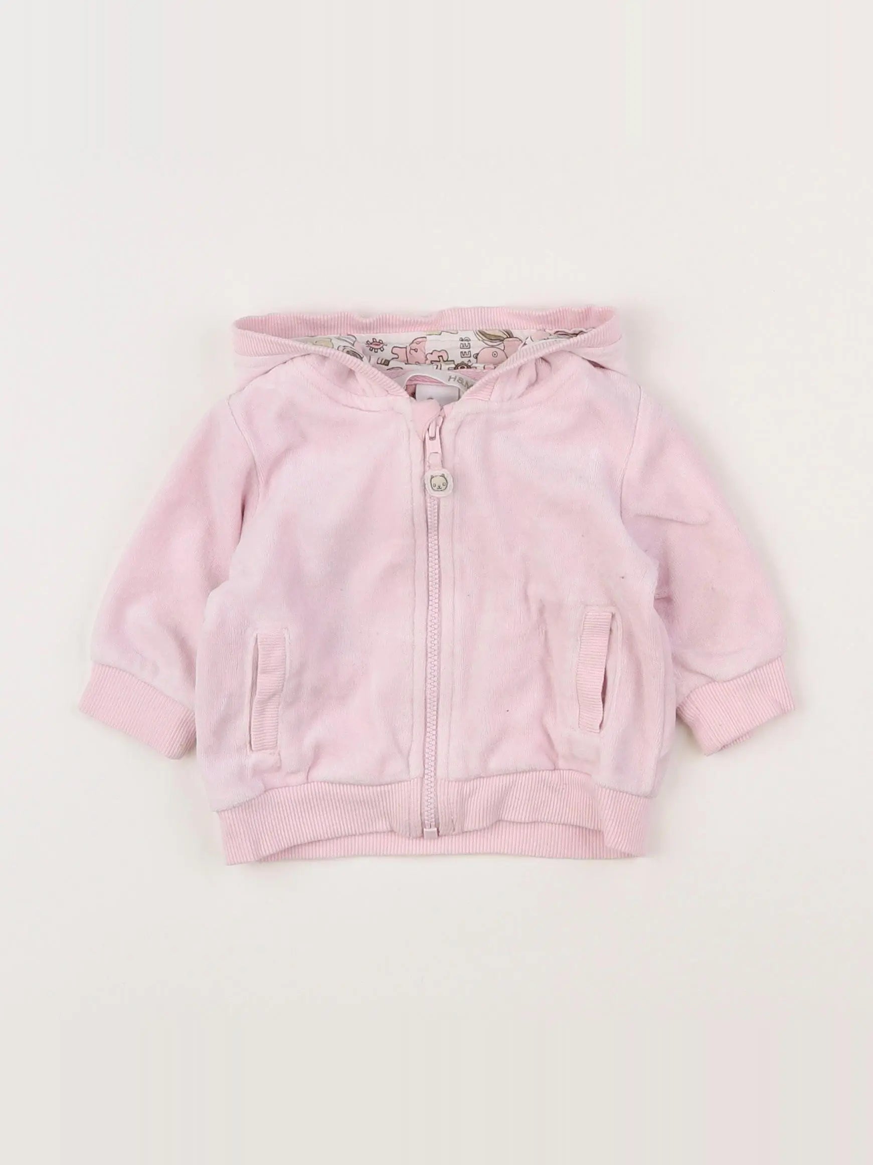 H&M - sweat imprimé au dos rose - 1/3 mois