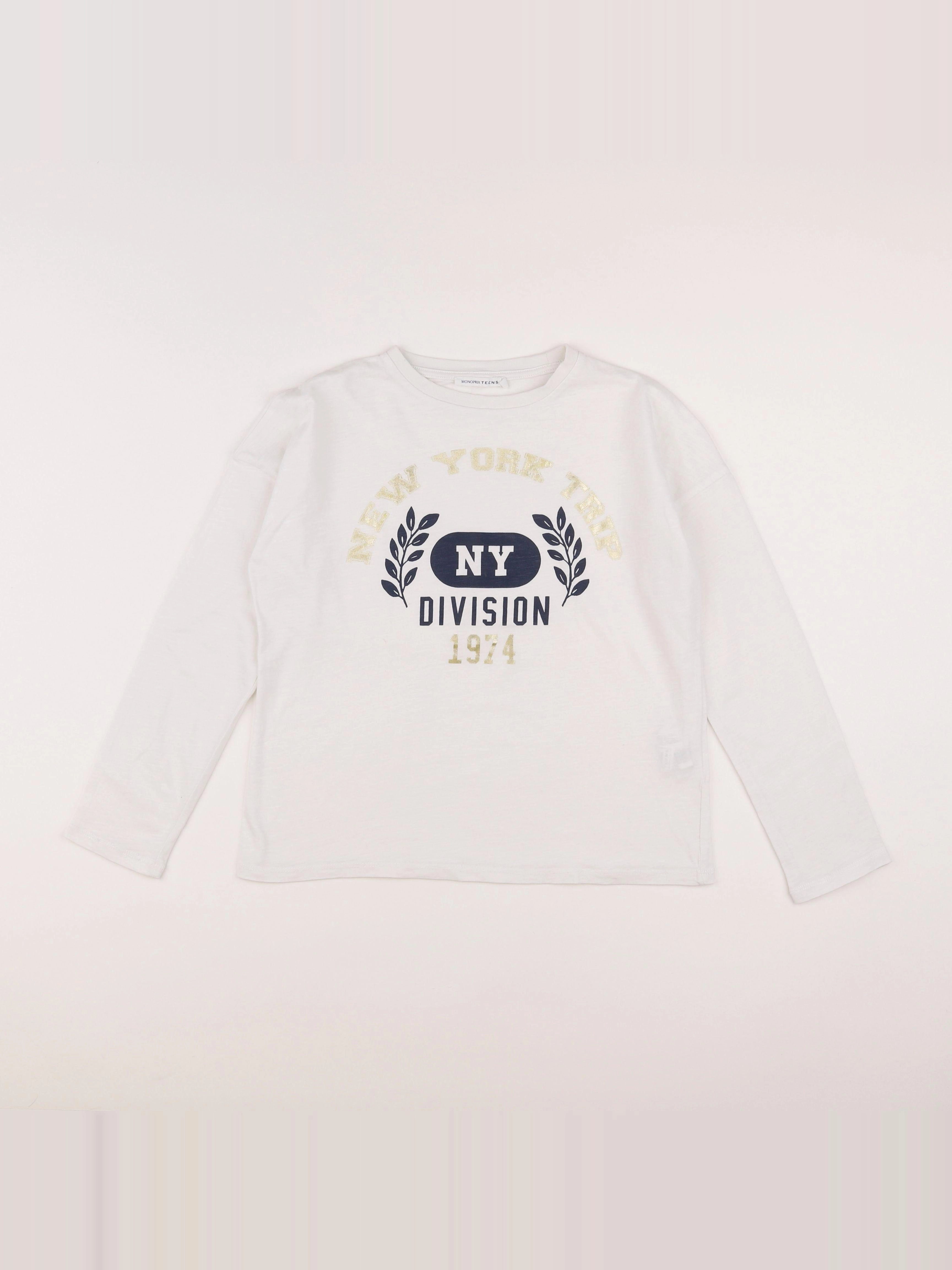 Monoprix - tee-shirt blanc, or - 10 ans