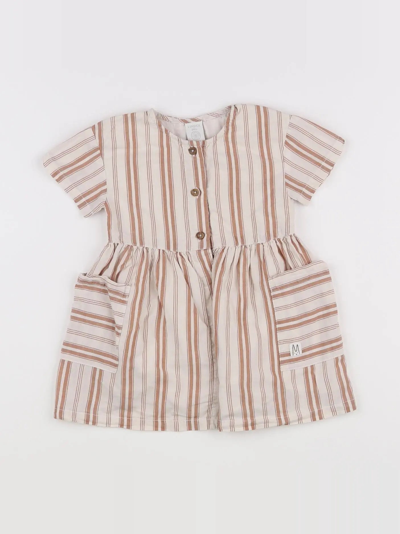 Lindex - robe beige, rose - 9/12 mois