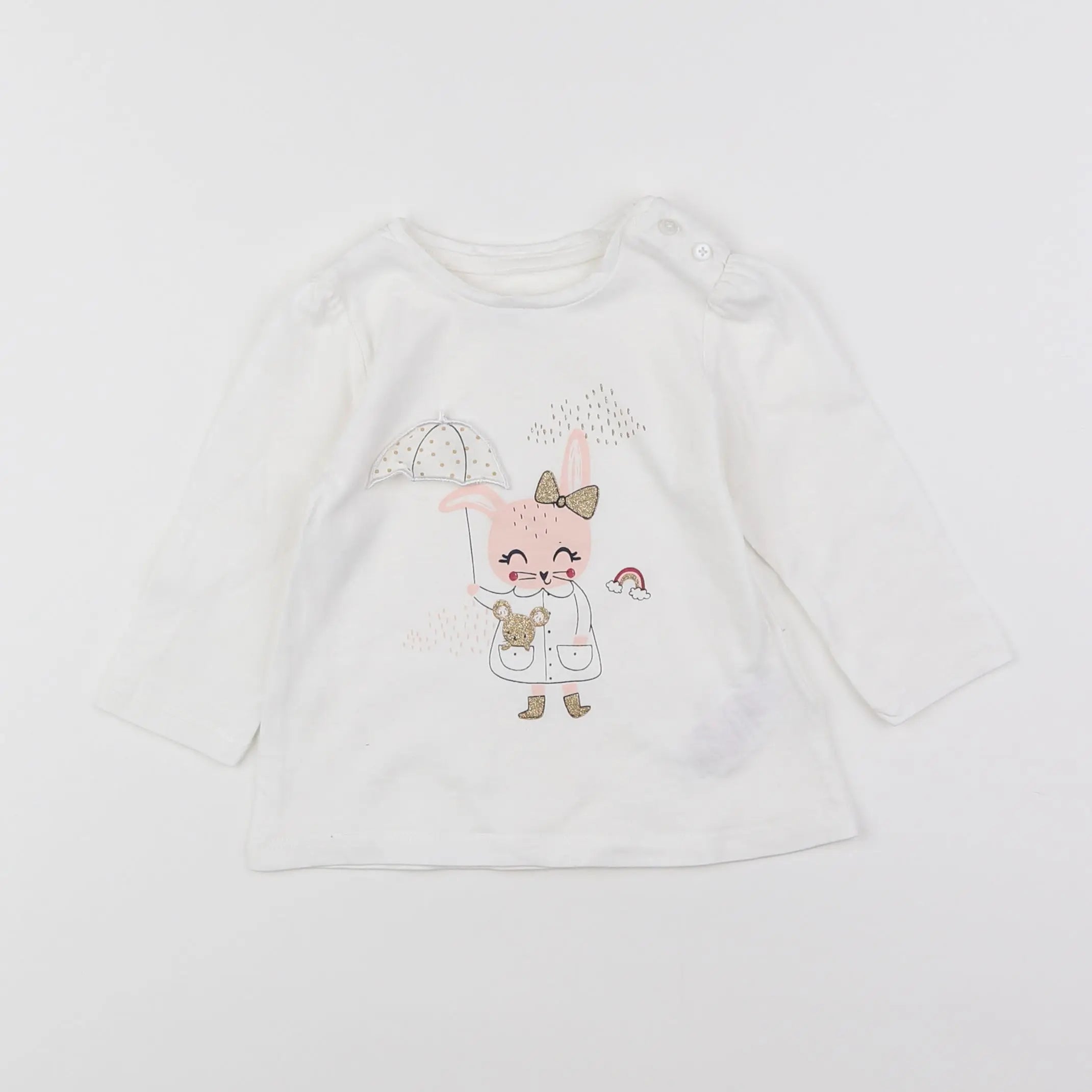Vertbaudet - tee-shirt blanc - 9 mois