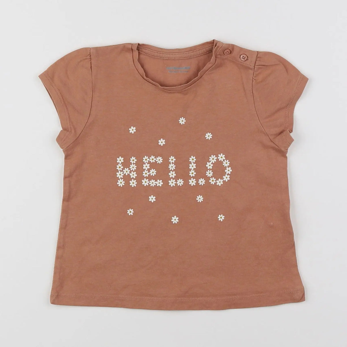 Vertbaudet - tee-shirt marron, blanc - 18 mois
