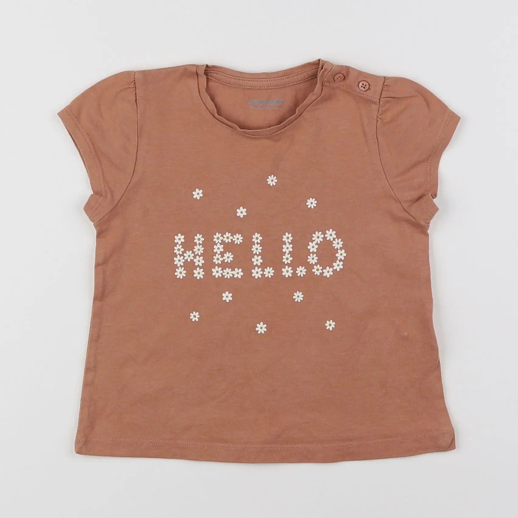 Vertbaudet - tee-shirt marron, blanc - 18 mois