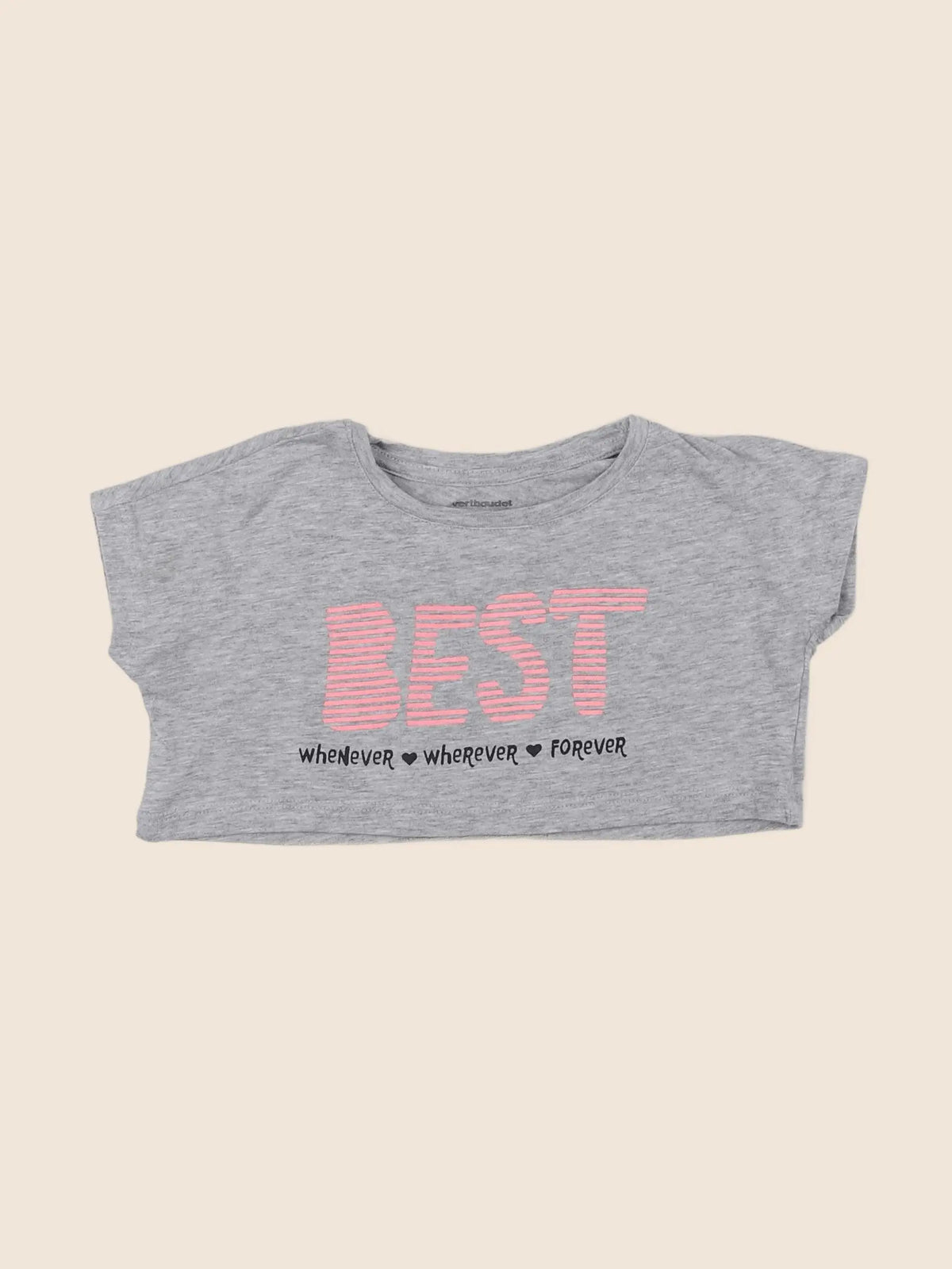 Vertbaudet - tee-shirt gris, rose - 2 ans