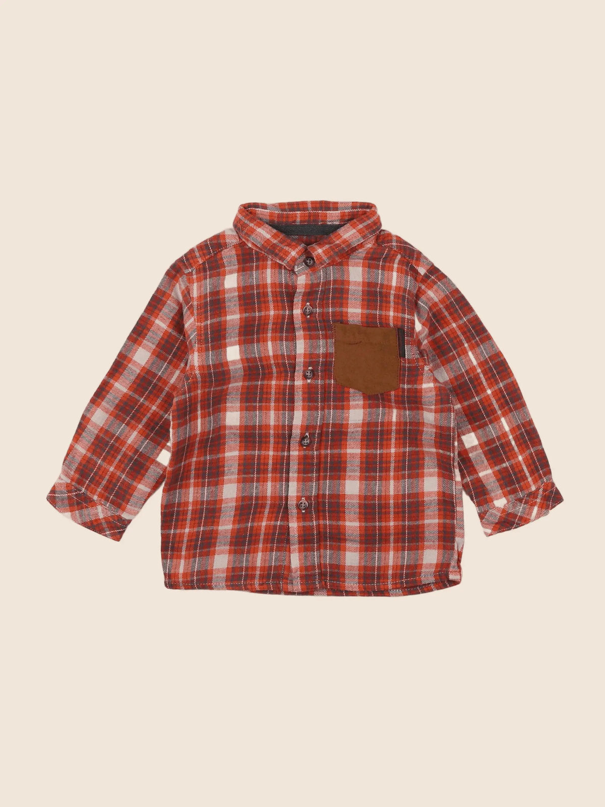 Vertbaudet - chemise rouge - 9 mois