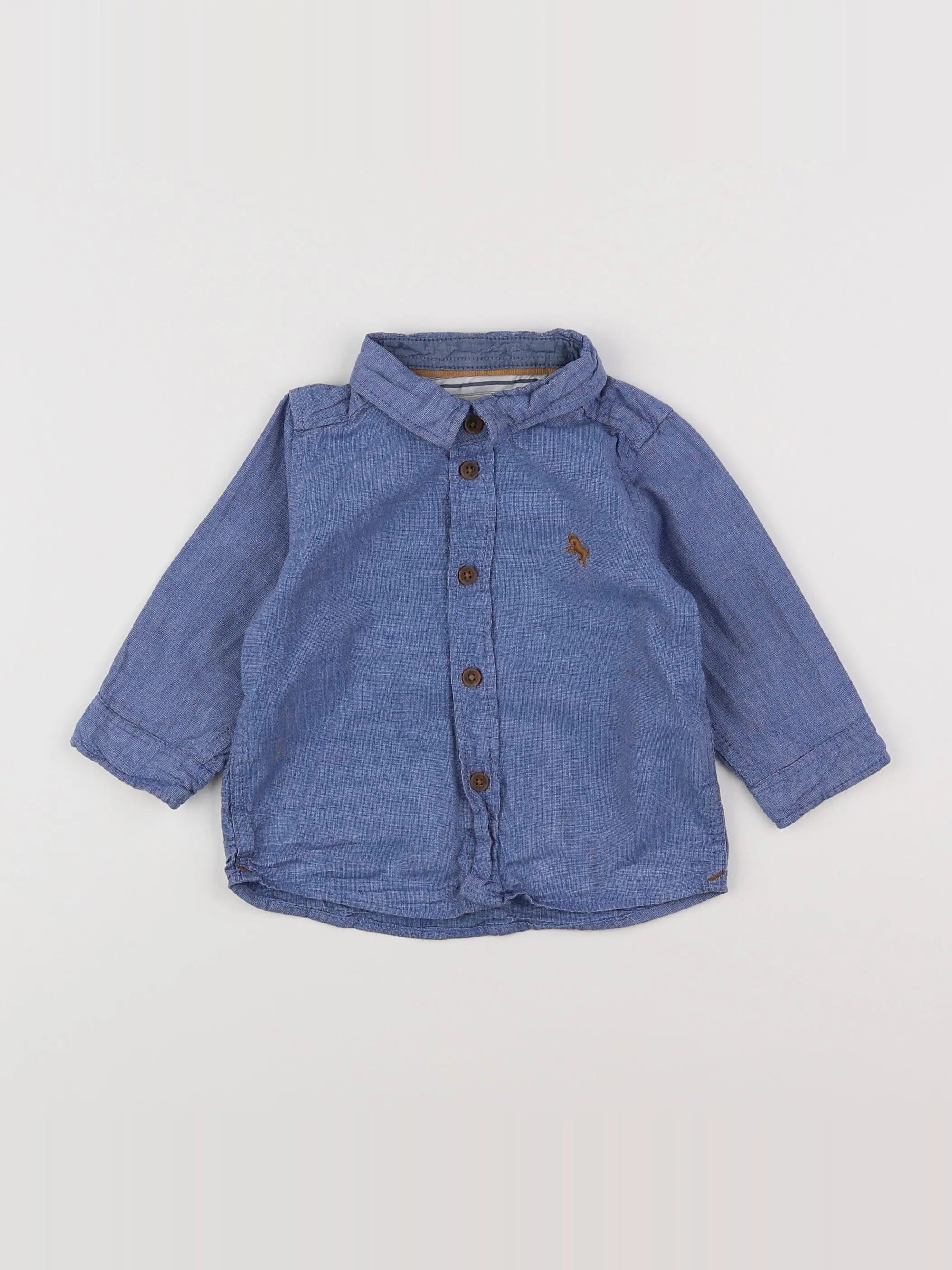 H&M - chemise bleu - 3/6 mois