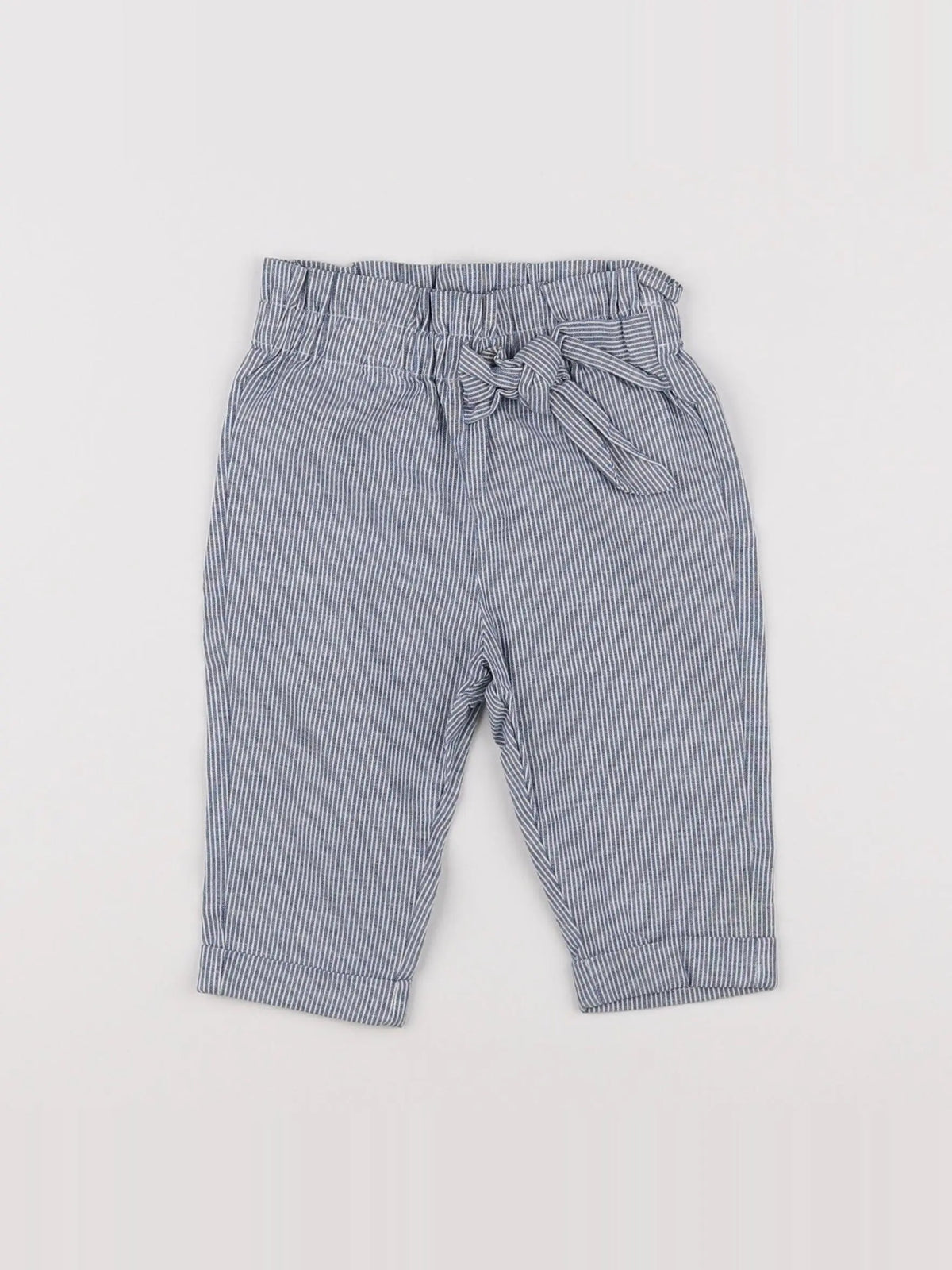 Vertbaudet - pantalon blanc, bleu - 6 mois