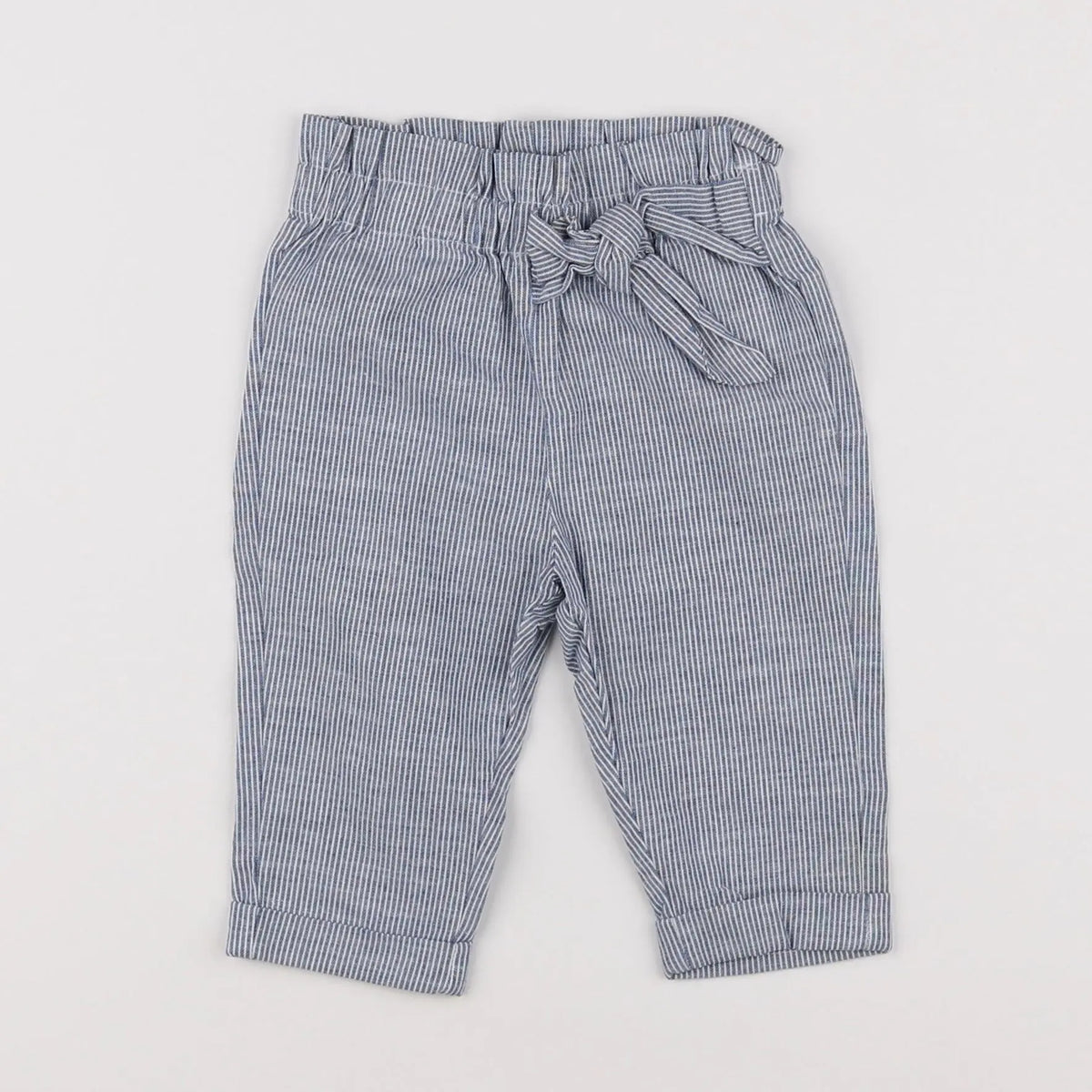 Vertbaudet - pantalon blanc, bleu - 6 mois