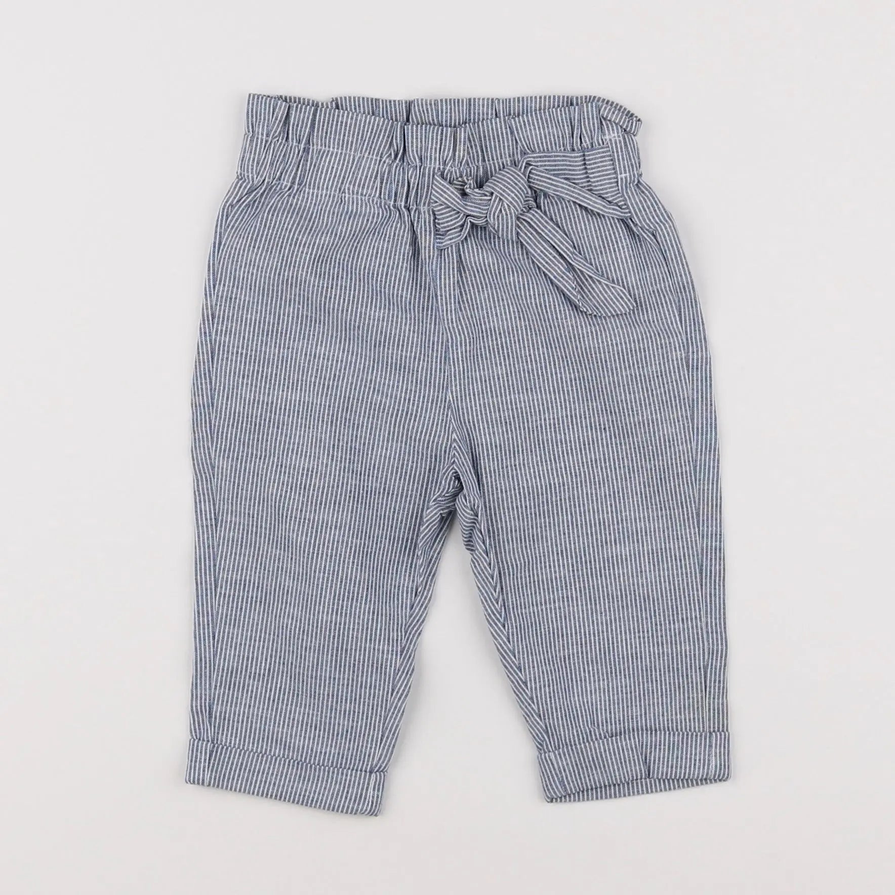 Vertbaudet - pantalon blanc, bleu - 6 mois