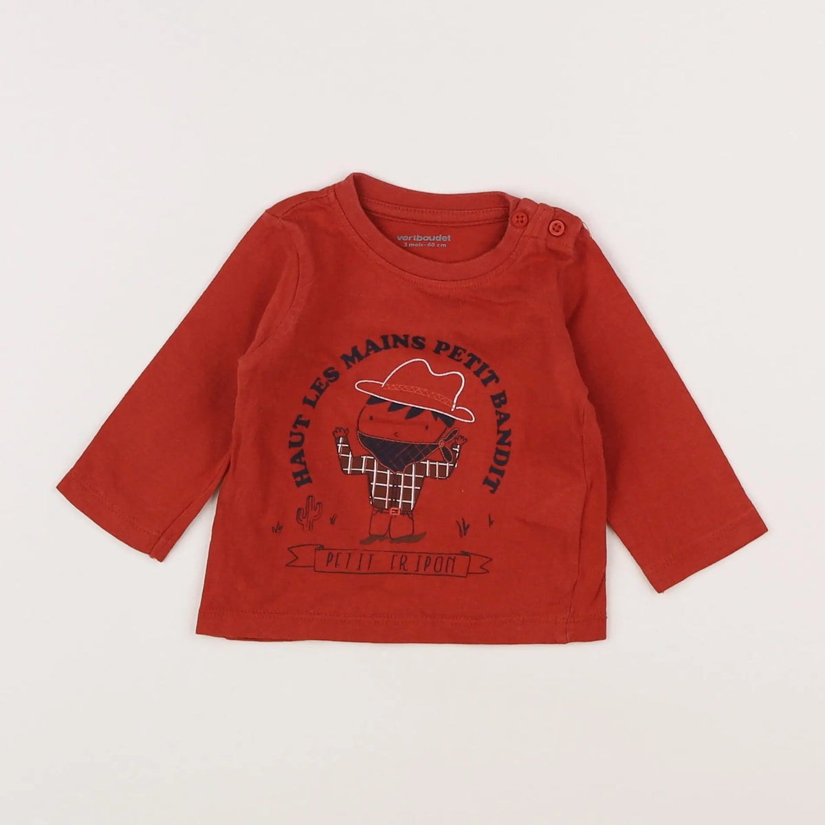 Vertbaudet - tee-shirt rouge - 3 mois