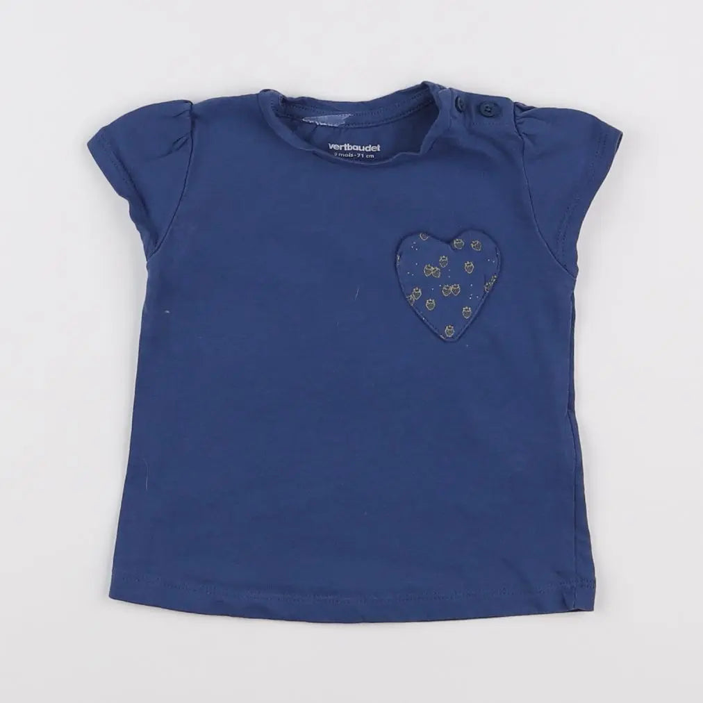 Vertbaudet - tee-shirt bleu - 9 mois