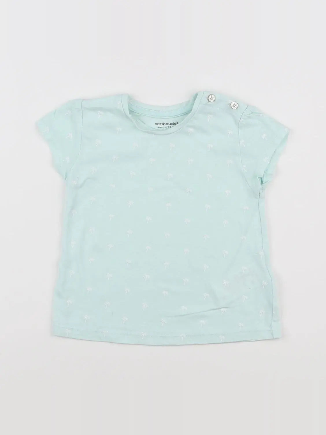 Vertbaudet - tee-shirt bleu, blanc - 9 mois