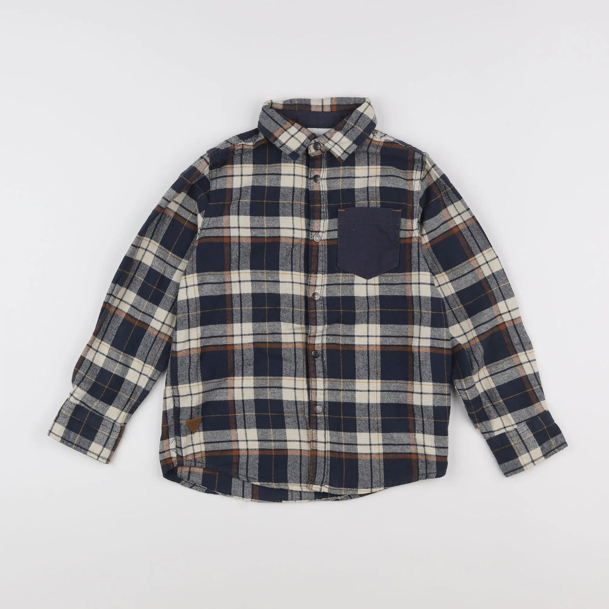 Vertbaudet - chemise beige, bleu - 8 ans