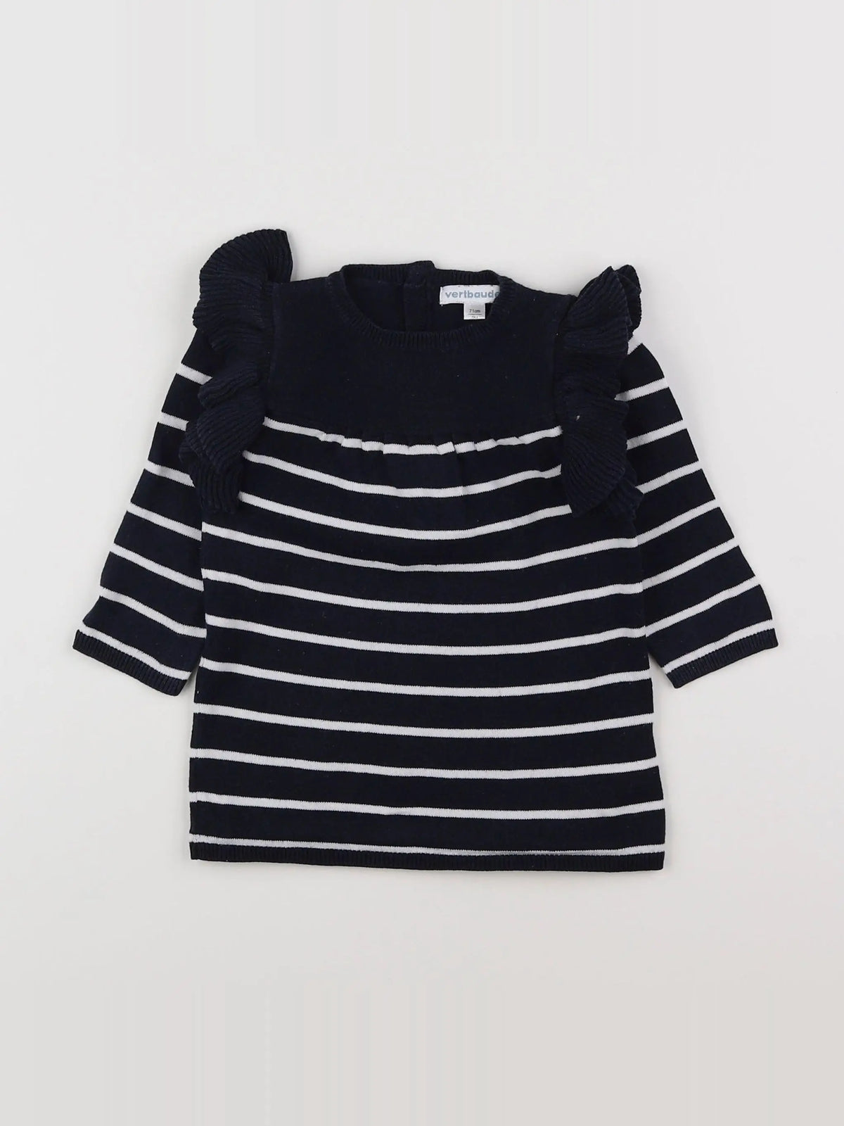 Vertbaudet - robe bleu, blanc - 9 mois