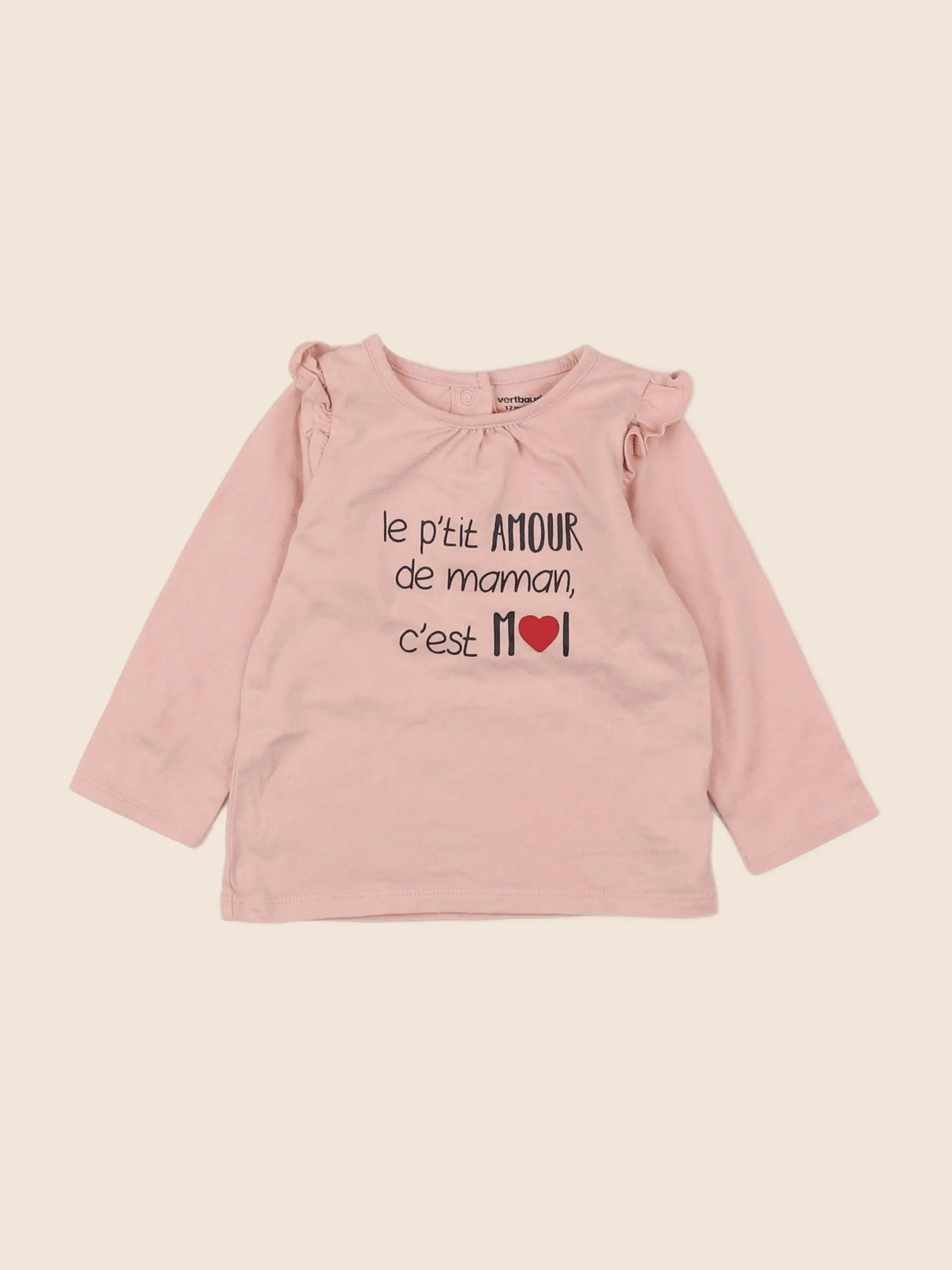 Vertbaudet - tee-shirt rose - 12 mois
